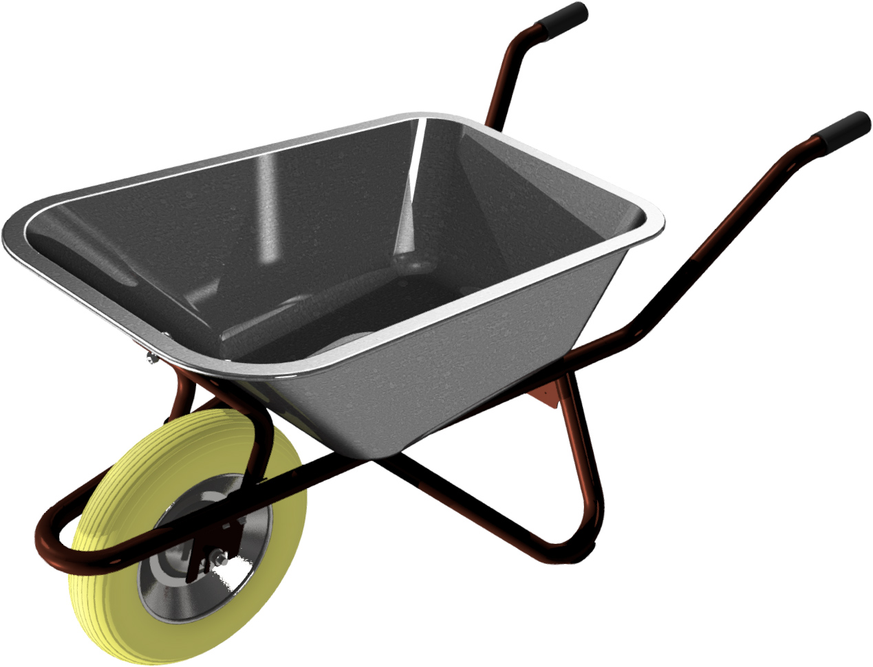 Schake Schubkarre Geselle Tiefmulde 90 Liter - mit Muldenstütze mit PU-Rad Transportkarren - unmontiert (SK-53101P) Bild-01