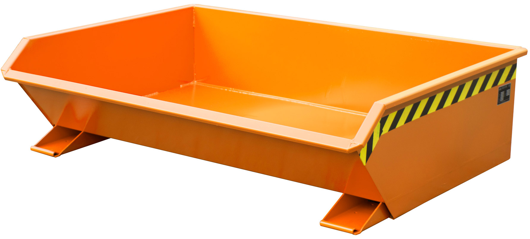 Bauer Muldenkipper MGU-610 - RAL 2000 Kippmulde 610 Liter für Stapler - Bauhöhe 350 mm - Schuttmulde gelborange pulverbeschichtet (BA-4409-37-0000-1) Bild-01