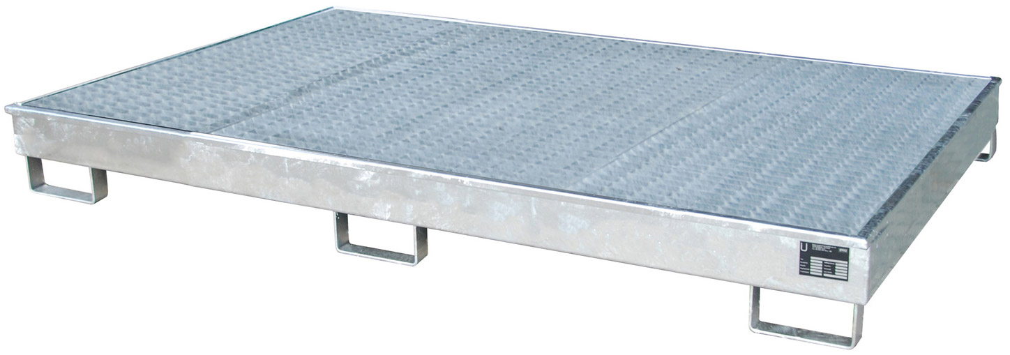 Bauer Regalwanne Stahl RW-GR 2200-1 PE - verzinkt Auffangbehälter mit PE-Einsatz und Gitterrost für Regalfeldlänge 2200 mm - Stahlwanne verzinkt mit 240 Liter Auffangvolumen  (BA-4518-62-0000-7) Bild-01