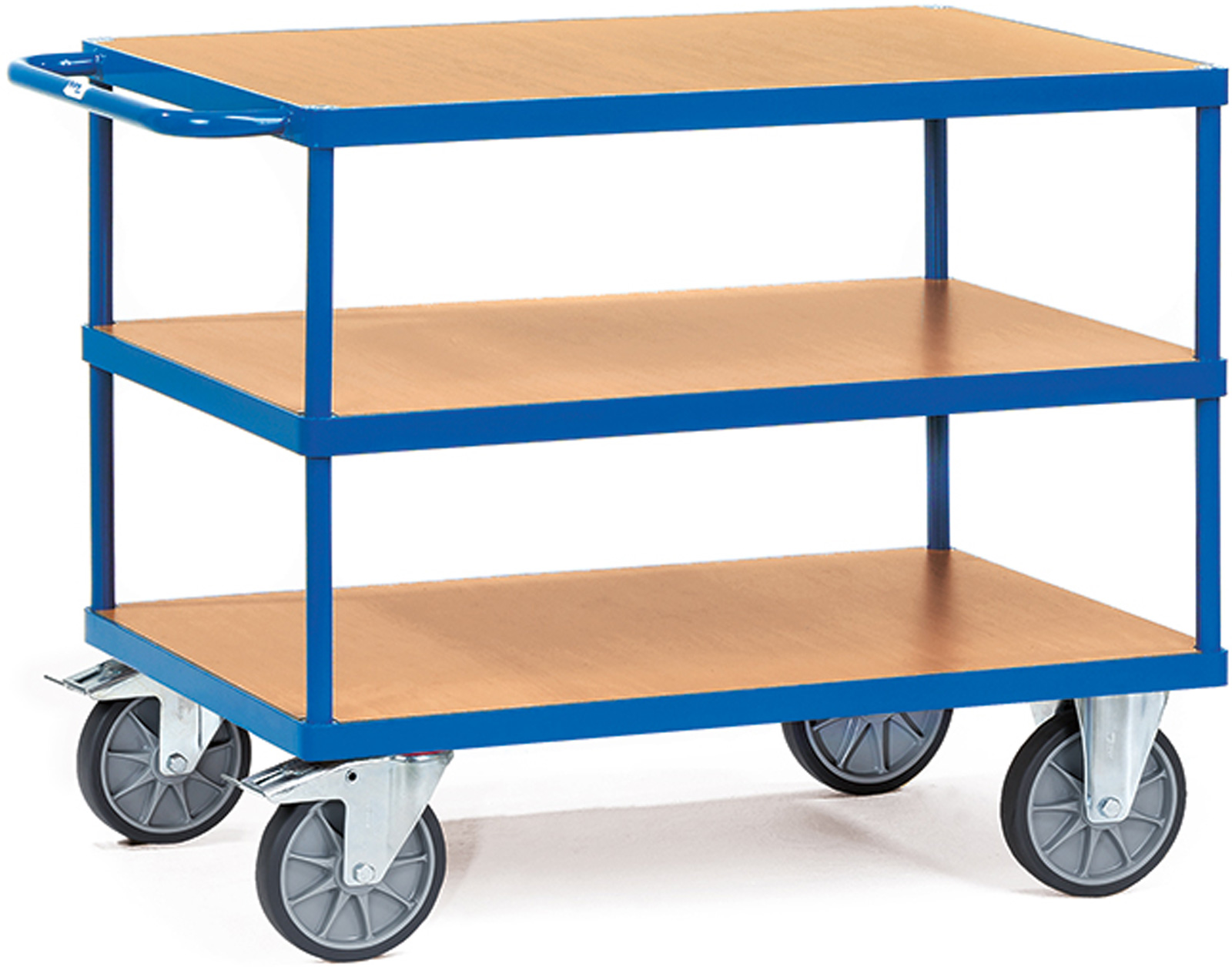 Fetra Tischwagen schwer mit drei Holzplattformen 850 x 500 mm