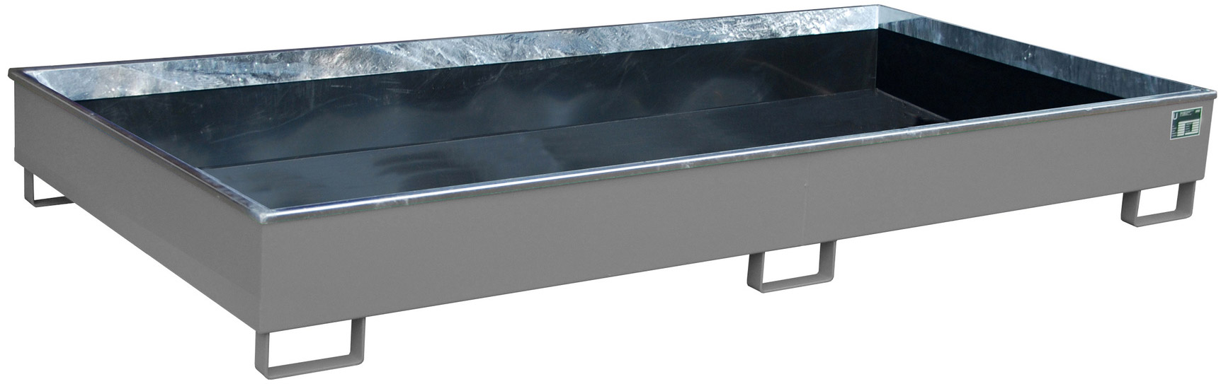 Bauer Regalwanne Stahl RW 2700-2 PE - RAL 7005 Auffangbehälter mit PE-Einsatz für Regalfeldlänge 2700 mm - Stahlwanne mausgrau pulverbeschichtet mit 540 Liter Auffangvolumen  (BA-4518-54-0000-5) Bild-01
