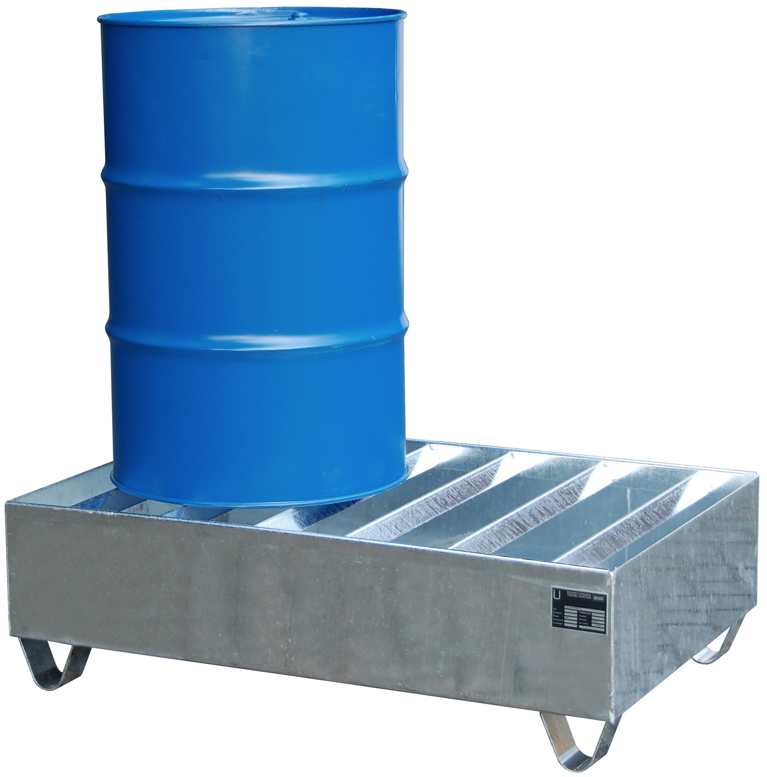 Bauer Auffangwanne Stahl PW 200-2 - verzinkt Gefahrstoffwanne verzinkt mit Fassauflage - Stahlwanne mit 224 Liter Auffangvolumen (BA-4471-82-0000-7) Bild-01