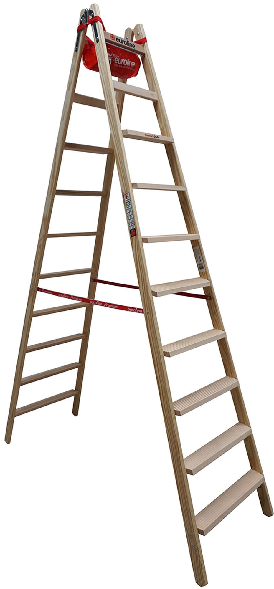 euroline Comfort-Stufenstehleiter Holz 2x10