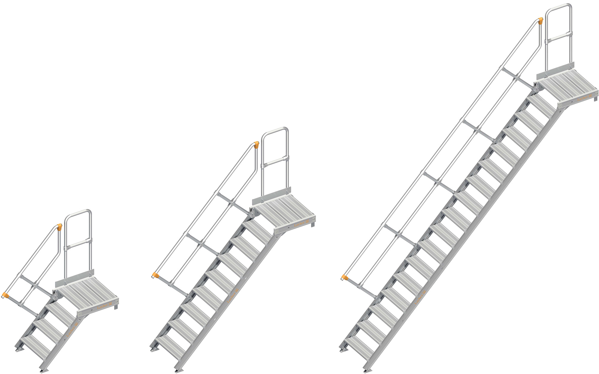 Layher Plattformtreppe 45° - 600 mm breit - mit einem Handlauf
