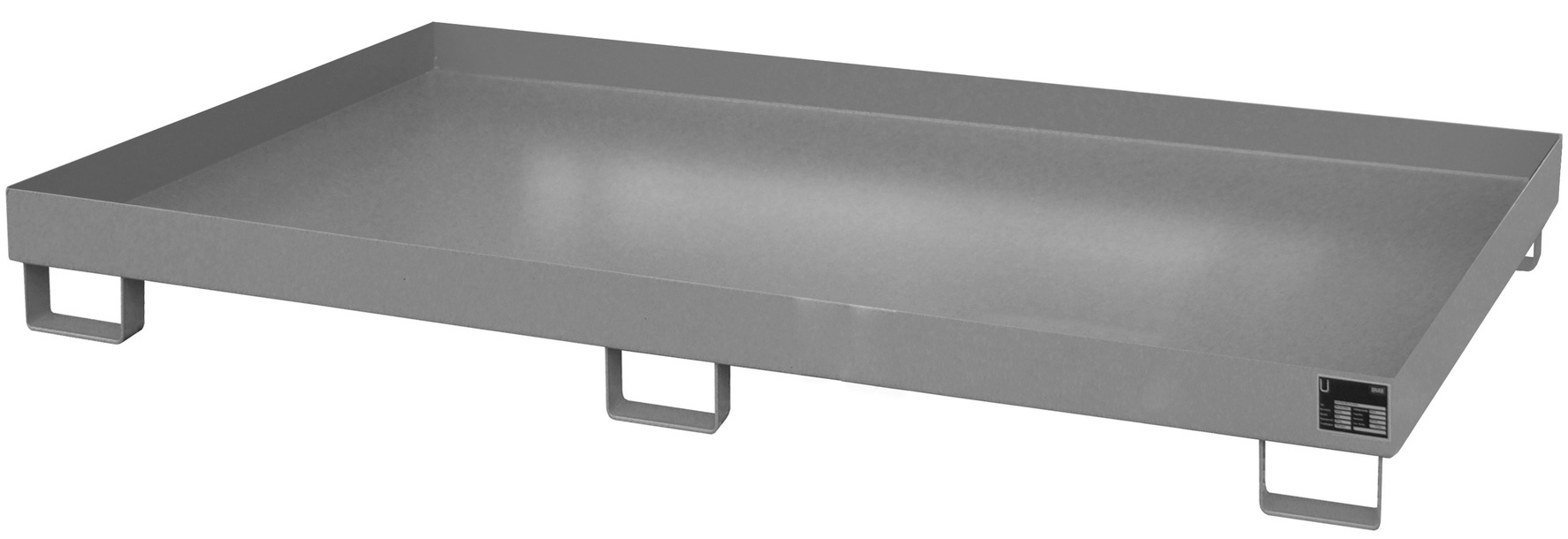 Bauer Regalwanne Stahl RW 2200-1 - RAL 7005 Auffangbehälter ohne Gitterrost für Regalfeldlänge 2200 mm - Stahlwanne mausgrau pulverbeschichtet mit 240 Liter Auffangvolumen (BA-4518-48-0000-5) Bild-01