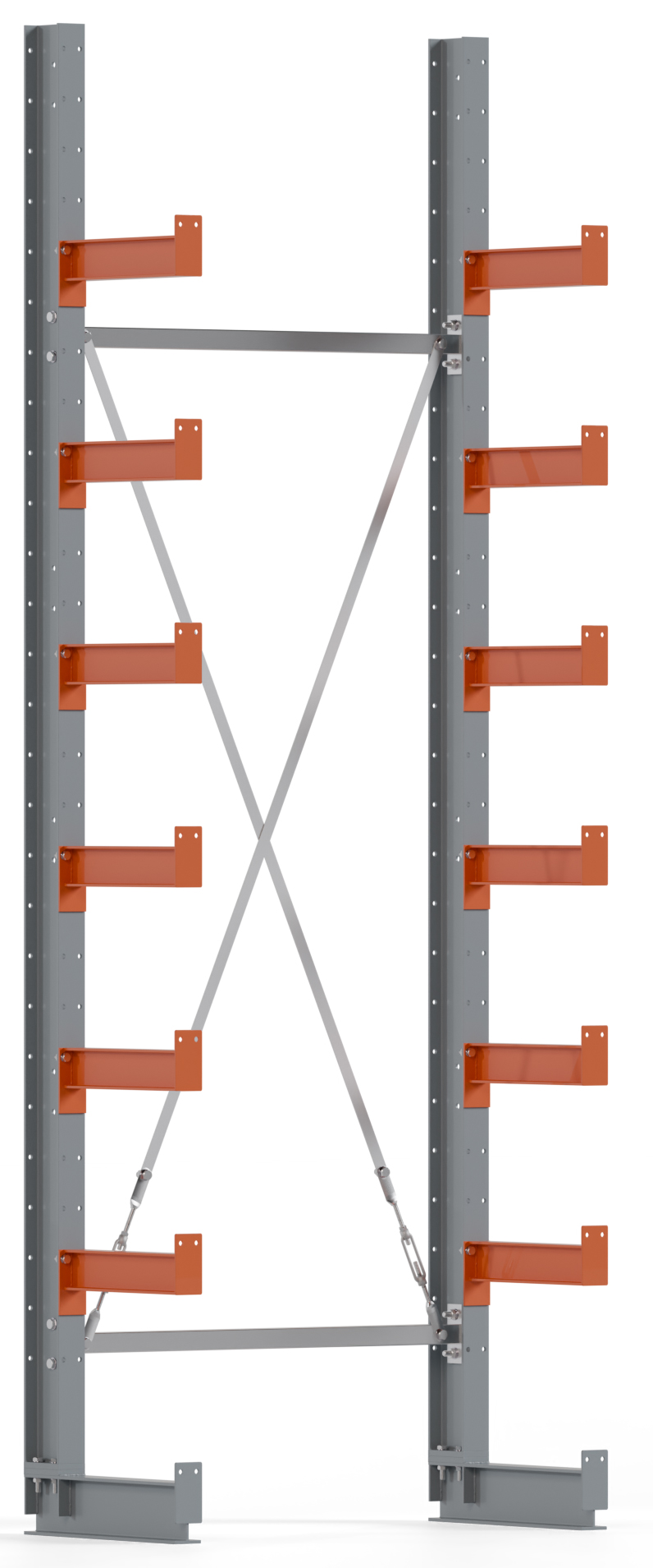 Regalwerk KARL BASIC 2250 Kragarmregal einseitig Grundfeld 3000 x 1000 x 400 mm Lagerregal mit Kragarmlast 1100 kg | Ständerlast 2250 kg - 7 Ebenen | Kragarme frei verstellbar (RW-B6-50300-40) Bild-01