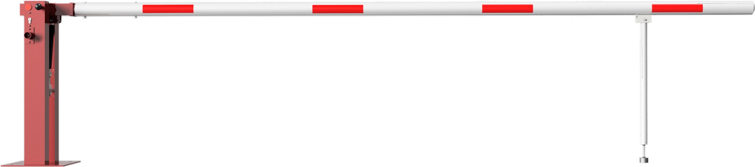 Schake Schranke mit Gasdruckfeder und Pendelstütze - Schrankenbaum Ø 80 mm ODDP - 4000 mm