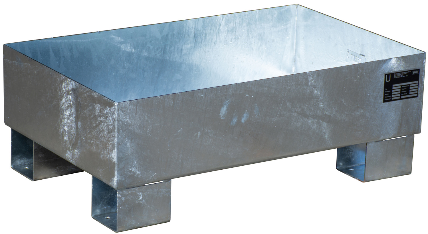 Bauer Auffangwanne Stahl AW 60-1 - verzinkt Gefahrstoffwanne verzinkt ohne Gitterrost - Stahlwanne mit 65 Liter Auffangvolumen (BA-4471-52-0000-7) Bild-01