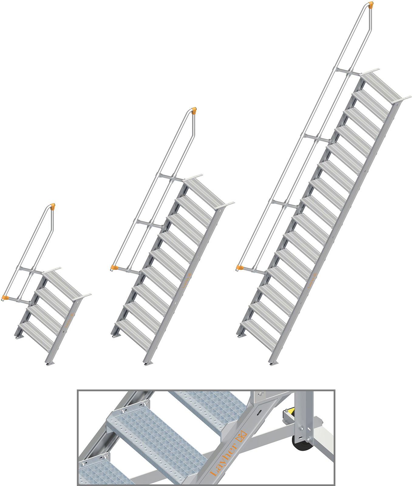 Layher Treppe 60° SG - 800 mm breit - mit einem Handlauf
