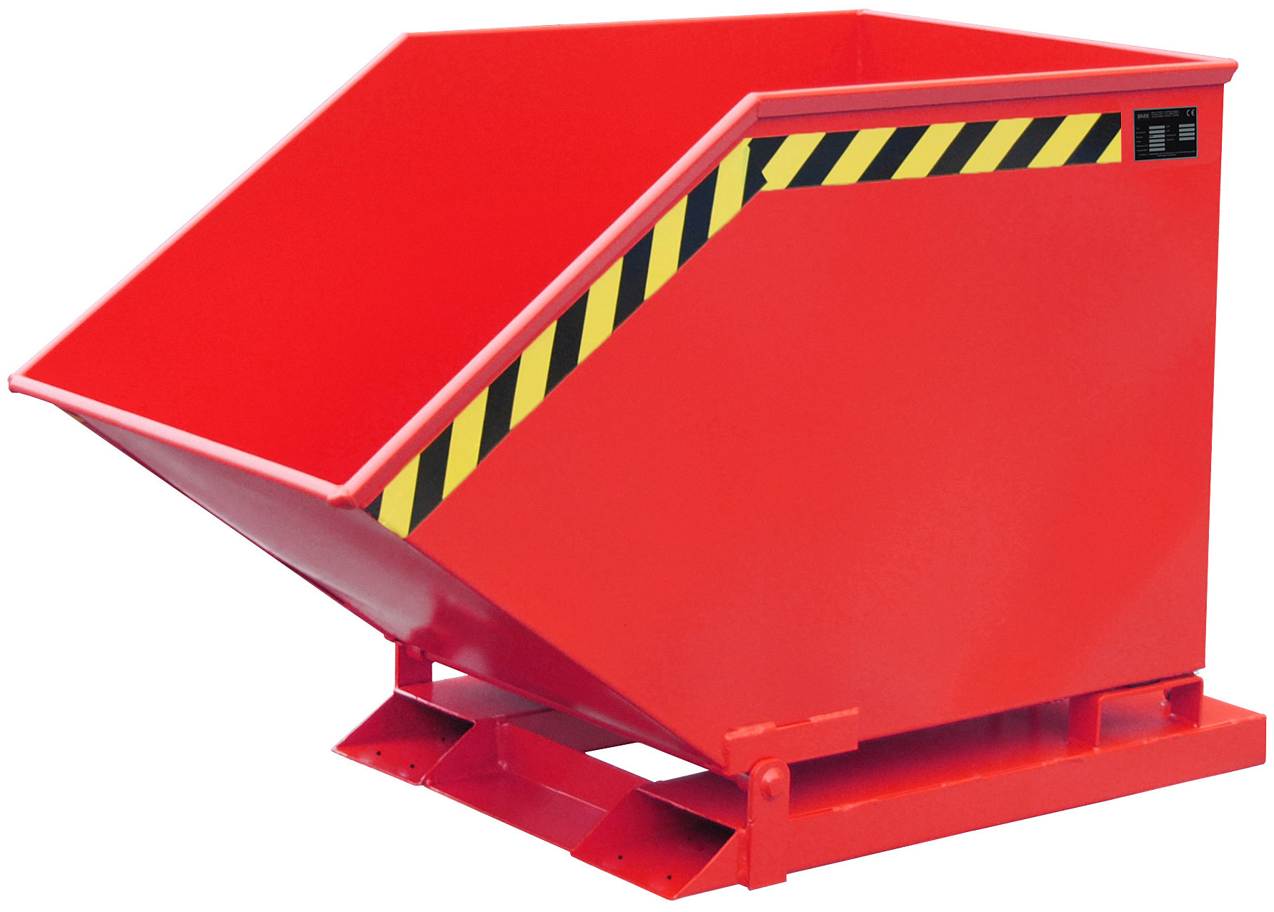 Bauer Muldenkipper SKK-600 - RAL 3000 Kippmulde 600 Liter für Stapler mit Ablasshahn - Schuttmulde feuerrot pulverbeschichtet (BA-4541-10-0000-2) Bild-01