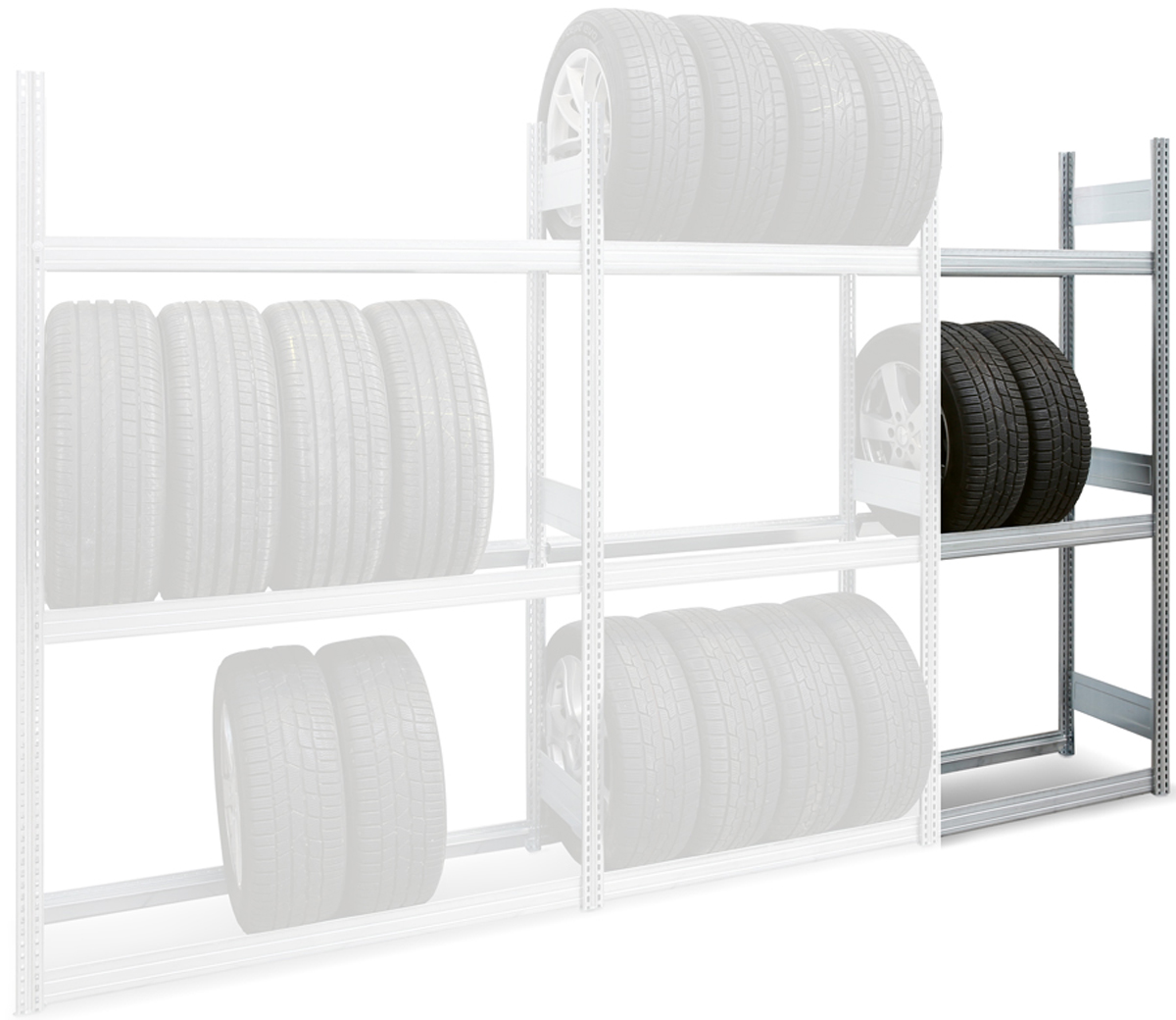 Regalwerk Räderregal Anbaufeld 2500 x 1285 x 500 mm