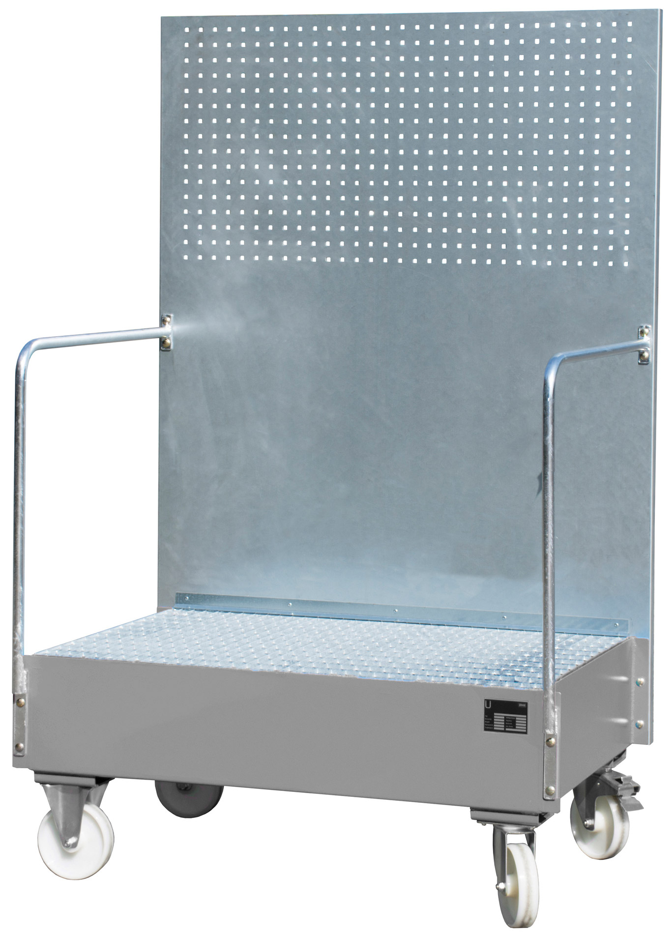 Bauer Auffangwanne fahrbar Stahl LPW 200-2 - RAL 7005 Gefahrstoffwanne mobil mausgrau pulverbeschichtet mit Gitterrost - Stahlwanne für 2 Fässer 200 Liter (BA-4447-59-0000-5) Bild-01