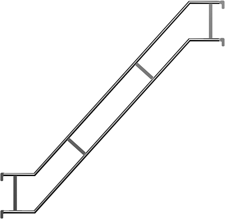 Layher Treppengeländer 2 m hoch - mit schwenkbaren Keilköpfen