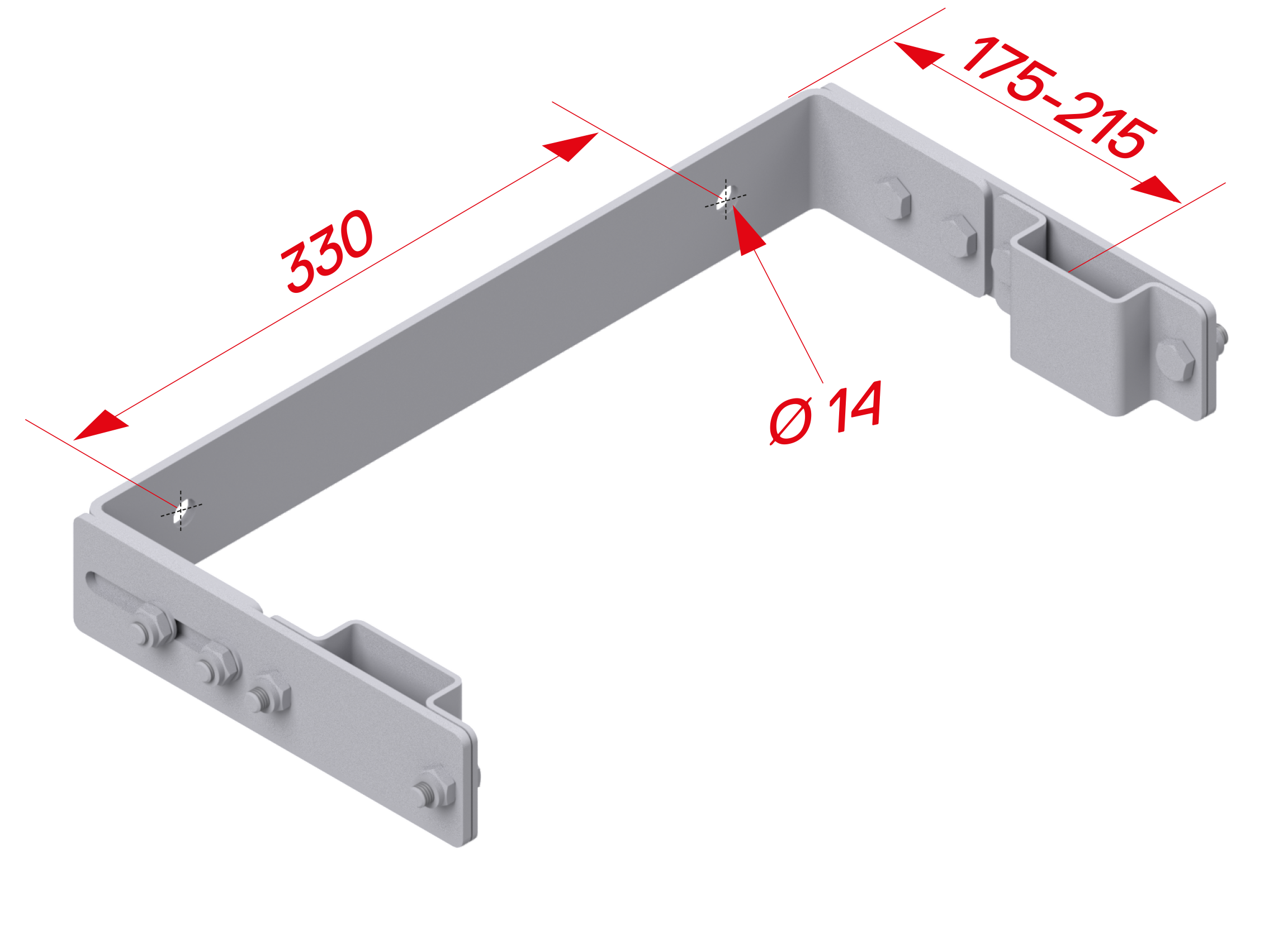 Hymer Steigleiter Alu Wandhalter Stahl U-Form verstellbar 175 - 215 mm