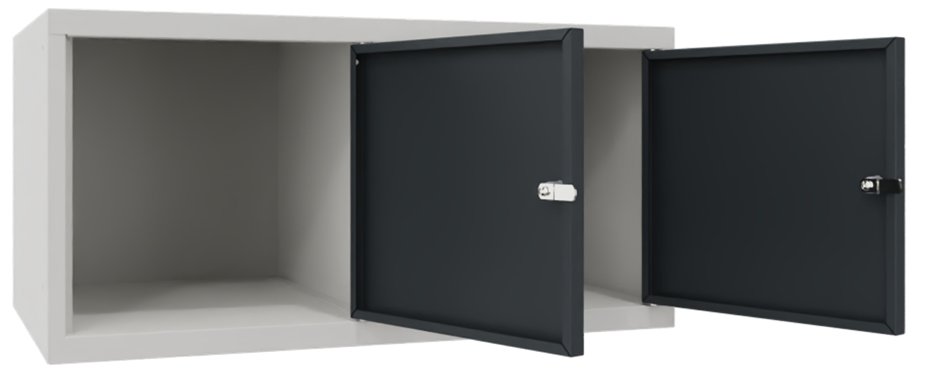 Pavoy Spind Aufsatz 395 x 800 x 500 mm - 2 Abteile mit Drehriegel - RAL 7035 | 7016 Garderobenschrank Aufsatz Stahl Fachbreite 400 mm - Korpus lichtgrau | Türen anthrazitgrau (PA-63268-214-002-735716) Bild-01