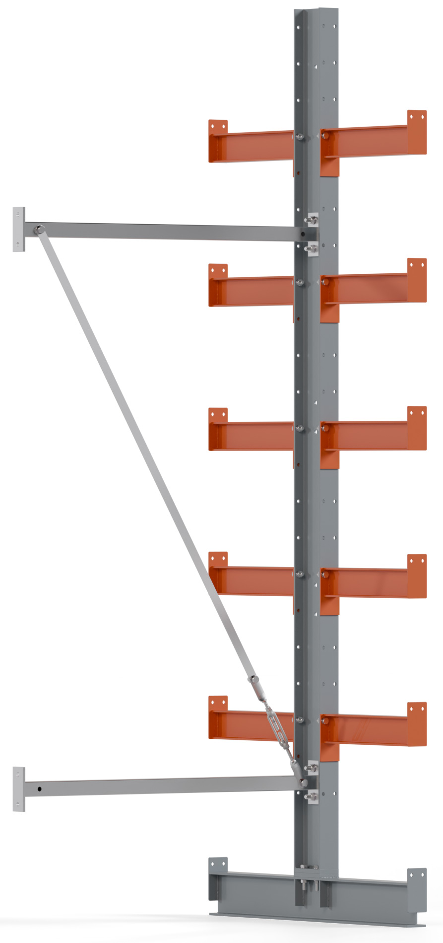 Regalwerk KARL BASIC 2500 Kragarmregal doppelseitig Anbaufeld 2500 x 1000 x 400 mm Lagerregal mit Kragarmlast 1100 kg | Ständerlast 2500 kg - 6 Ebenen | Kragarme frei verstellbar (RW-B6-50211-40) Bild-01