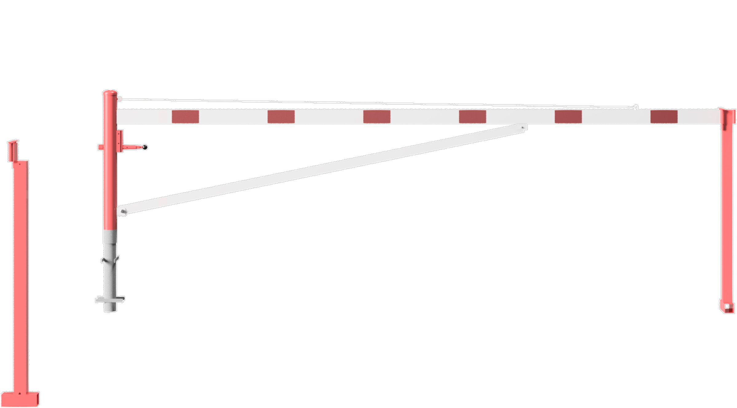 Schake Drehschranke mit Auflagestütze - Schrankenbaum 100 x 50 mm OEV weiß | rot - 4500 mm