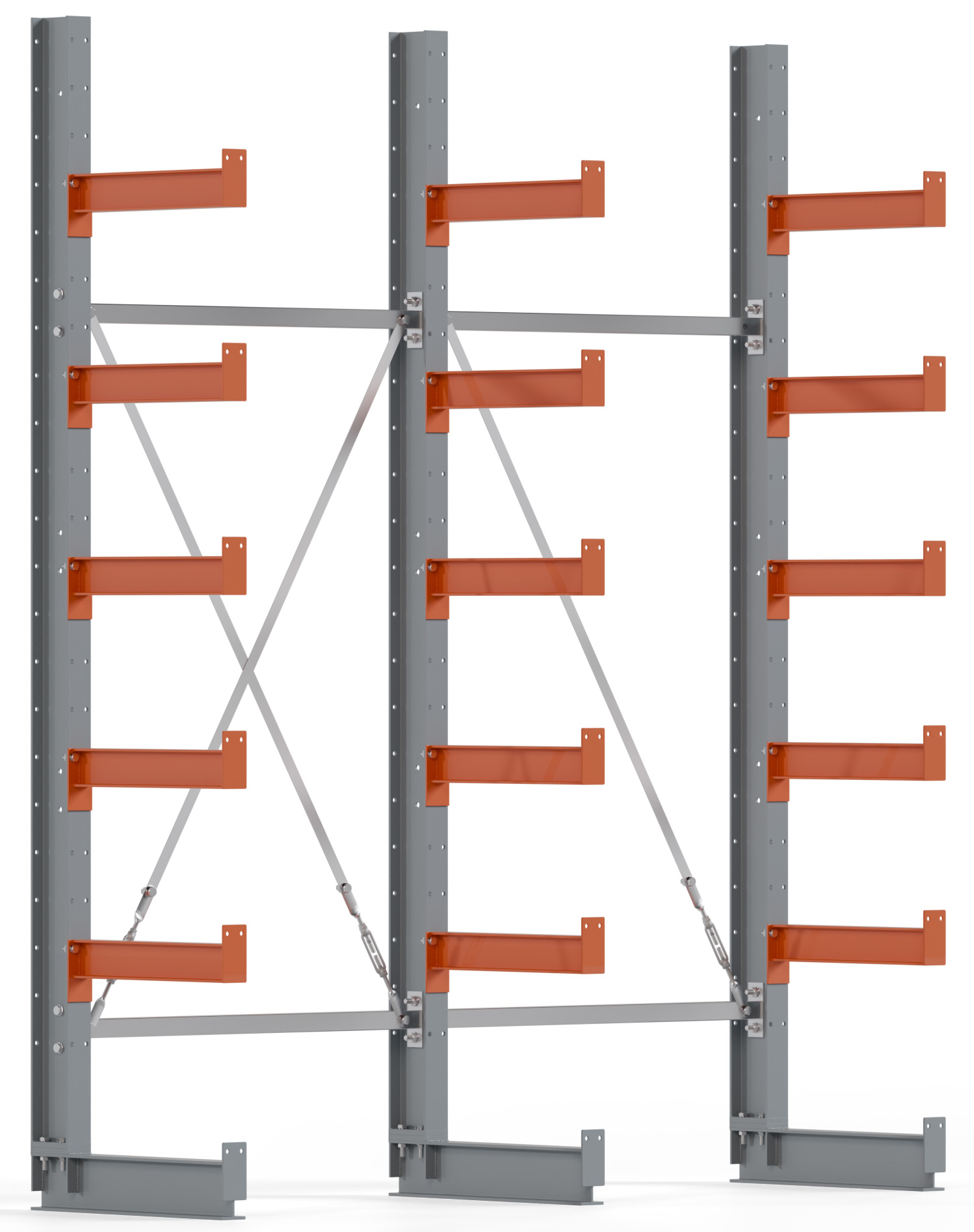 Regalwerk KARL BASIC 2100 Kragarmregal einseitig Komplettset 2500 x 2000 x 500 mm Lagerregal 2 Felder mit Kragarmlast 870 kg | Ständerlast 2100 kg - 6 Ebenen | Kragarme frei verstellbar (RW-B6-50200-50-S1) Bild-01