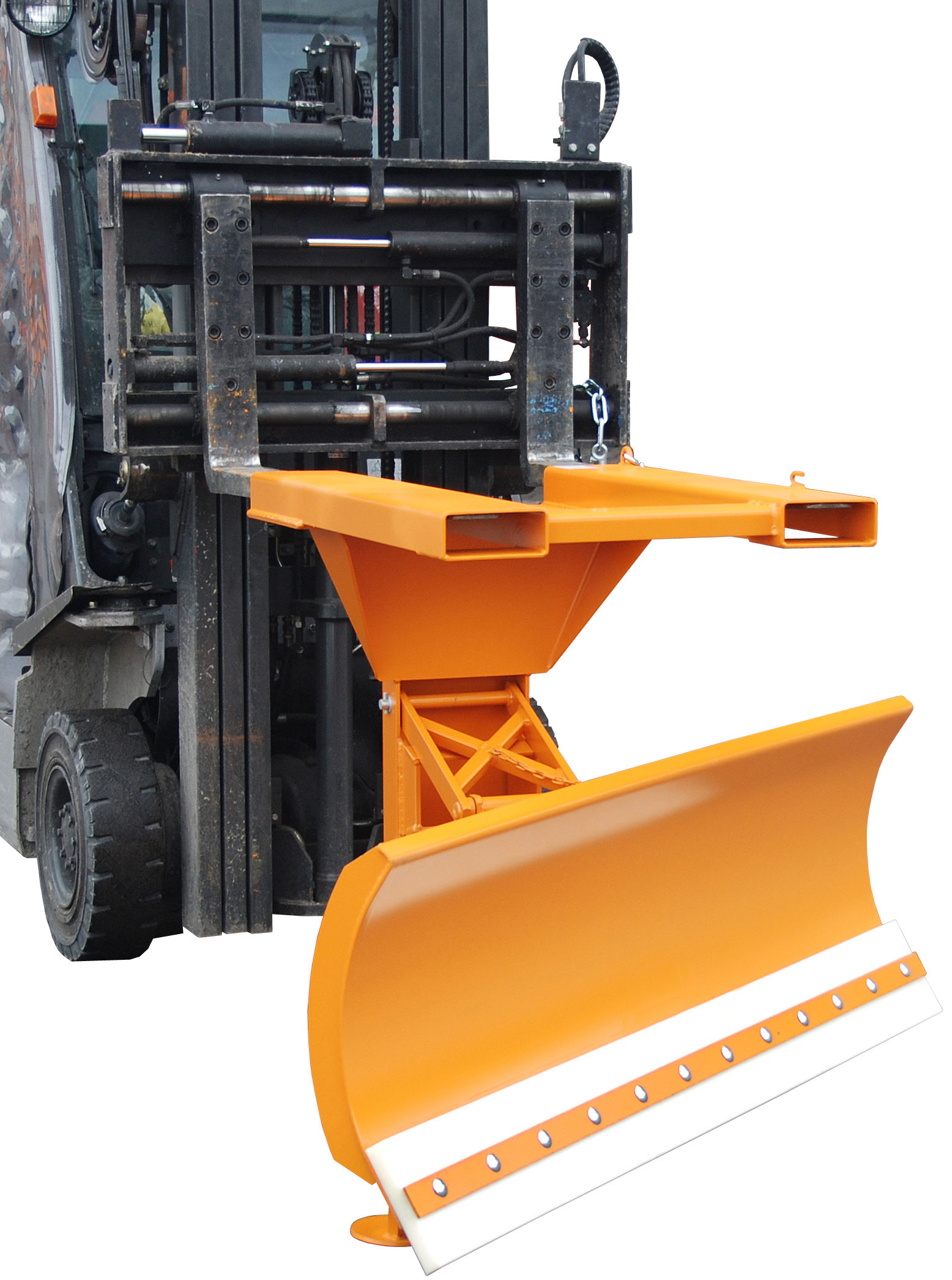 Bauer Schneepflug SCH-P-V-180 Schneeschild mit PUR-Schürfleiste für Gabestapler - Schneeräumer gelborange pulverbeschichtet (BA-4428-46-0000-1) Bild-01