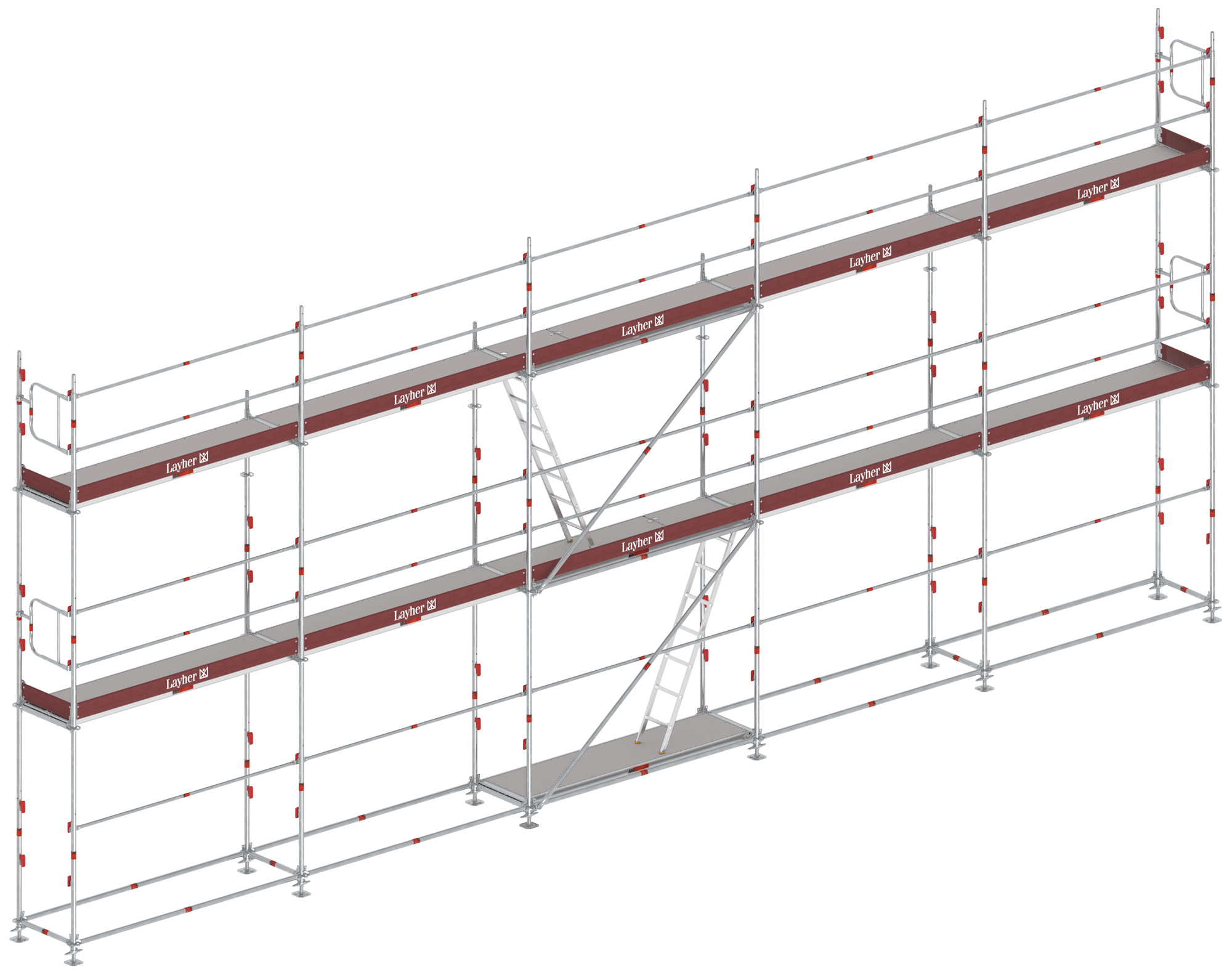 Layher AGS Gerüst 70 Stahl mit Stalu-Boden 80 m² Feldlänge 2,57 m - Gerüstbreite 0,73 m | Layher AGS Fassadengerüst System (LG-AGS1-0080-3898) Bild-01