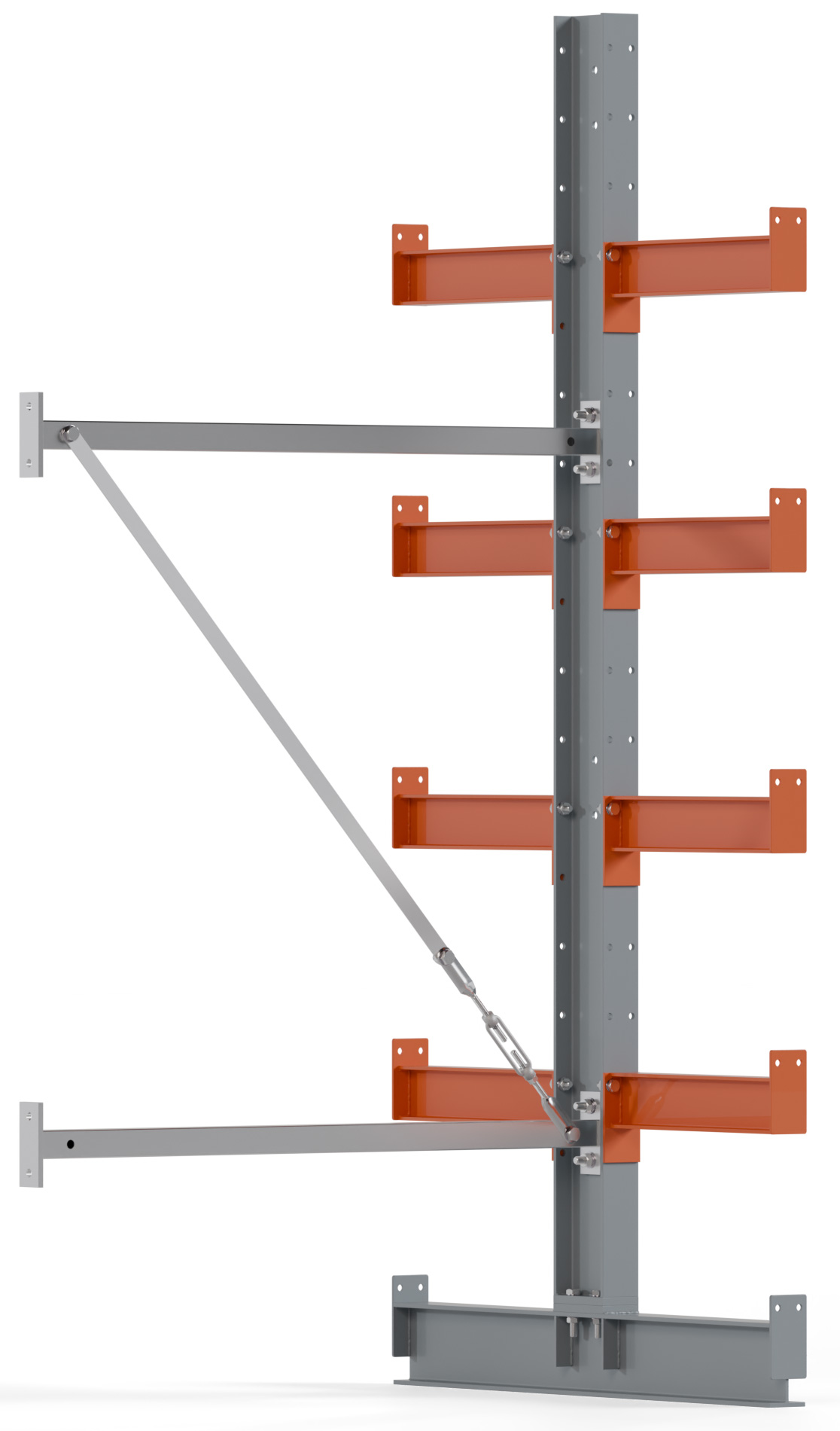 Regalwerk KARL BASIC 2600 Kragarmregal doppelseitig Anbaufeld 2000 x 1000 x 400 mm Lagerregal mit Kragarmlast 1100 kg | Ständerlast 2600 kg - 5 Ebenen | Kragarme frei verstellbar (RW-B6-50111-40) Bild-01