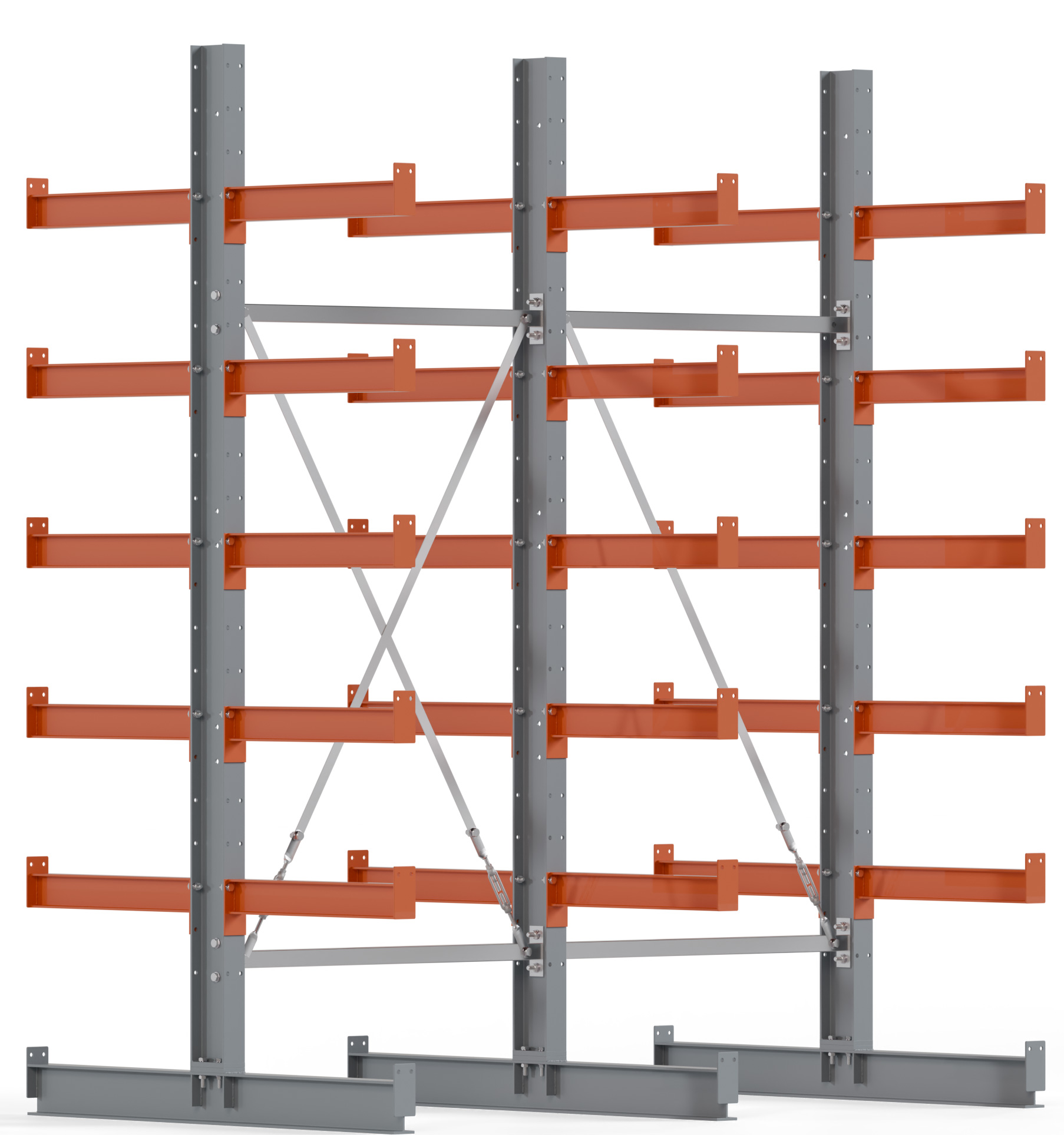 Regalwerk KARL BASIC 1750 Kragarmregal doppelseitig Komplettset 2500 x 2000 x 600 mm Lagerregal 2 Felder mit Kragarmlast 730 kg | Ständerlast 1750 kg - 2x6 Ebenen | Kragarme frei verstellbar (RW-B6-50210-60-S1) Bild-01