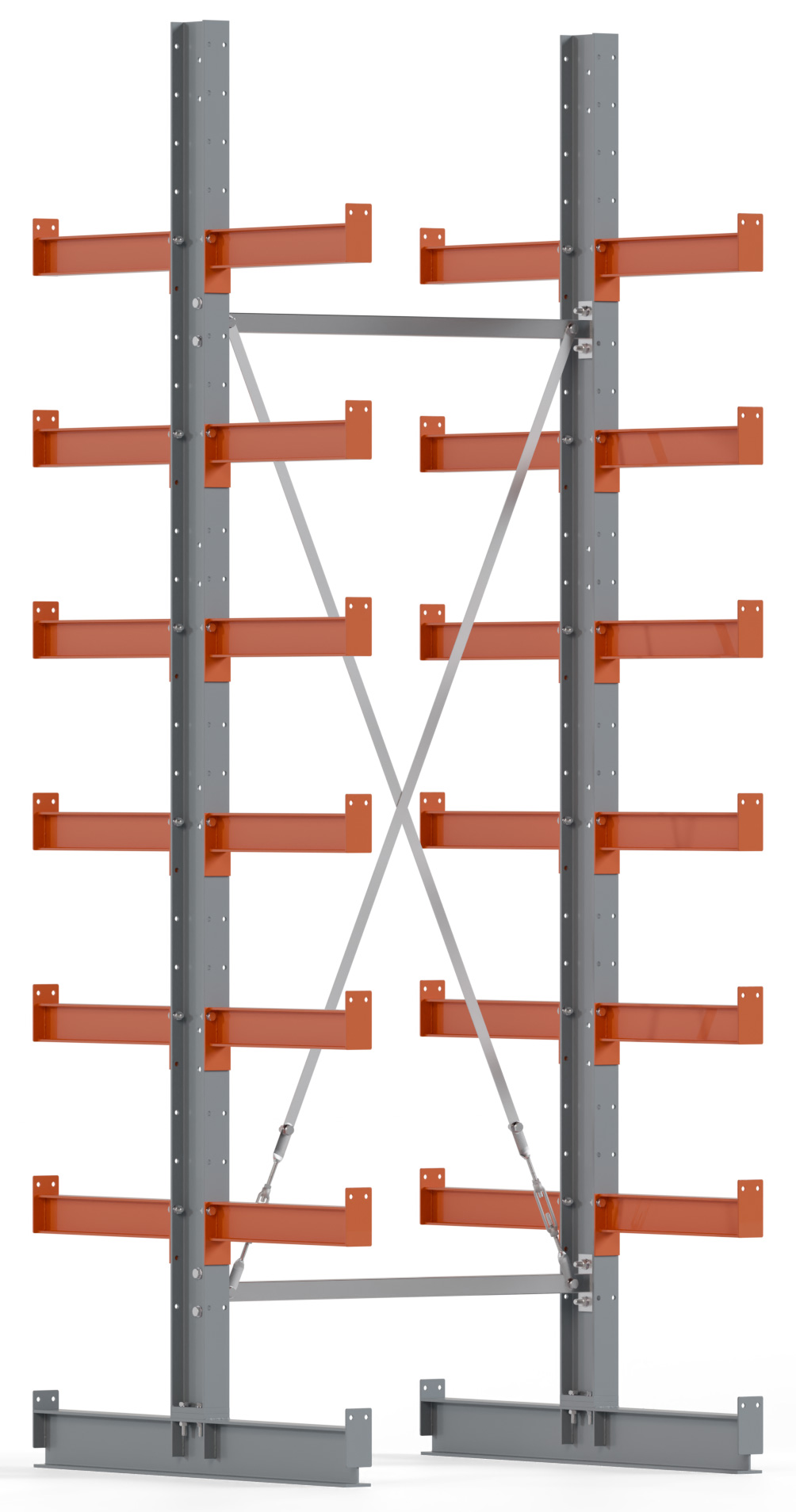 Regalwerk KARL BASIC 1850 Kragarmregal doppelseitig Grundfeld 3000 x 1000 x 500 mm Lagerregal mit Kragarmlast 870 kg | Ständerlast 1850 kg - 7 Ebenen | Kragarme frei verstellbar (RW-B6-50310-50) Bild-01