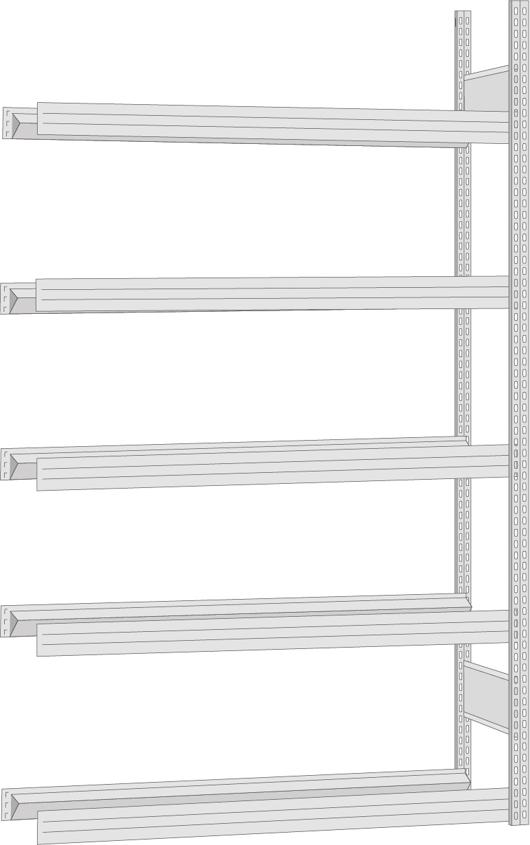 Regalwerk Felgenregal Anbaufeld 2500 x 875 x 300 mm mit Tiefenriegel - Fachlast 250 kg - 5 Ebenen (RW-B3-64209-40) Bild-01