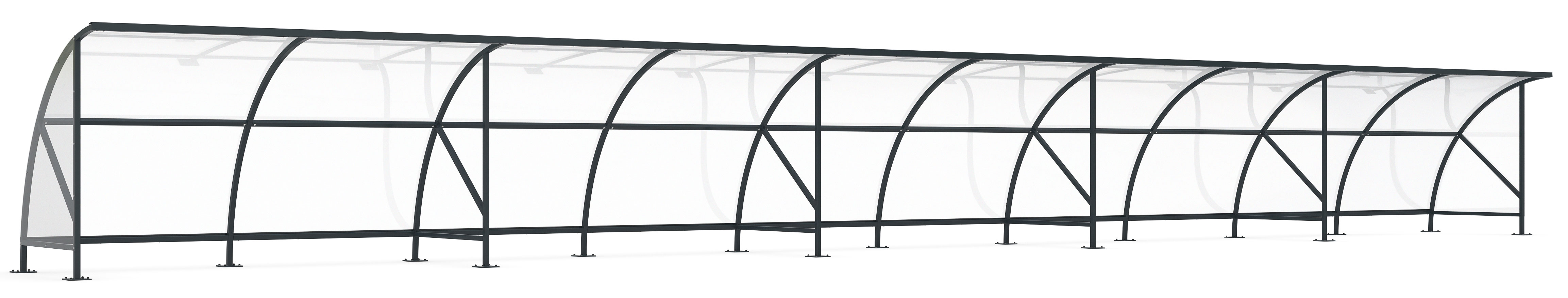 WSM Überdachung Bamberg - B 1|20 Bausatz - RAL 7016 Unterstand Stahl pulverbeschichtet anthrazitgrau mit Polycarbonat Bogendach - Fahrradüberdachung | Trainerunterstand zum Aufdübeln (WSM-102100421) Bild-01