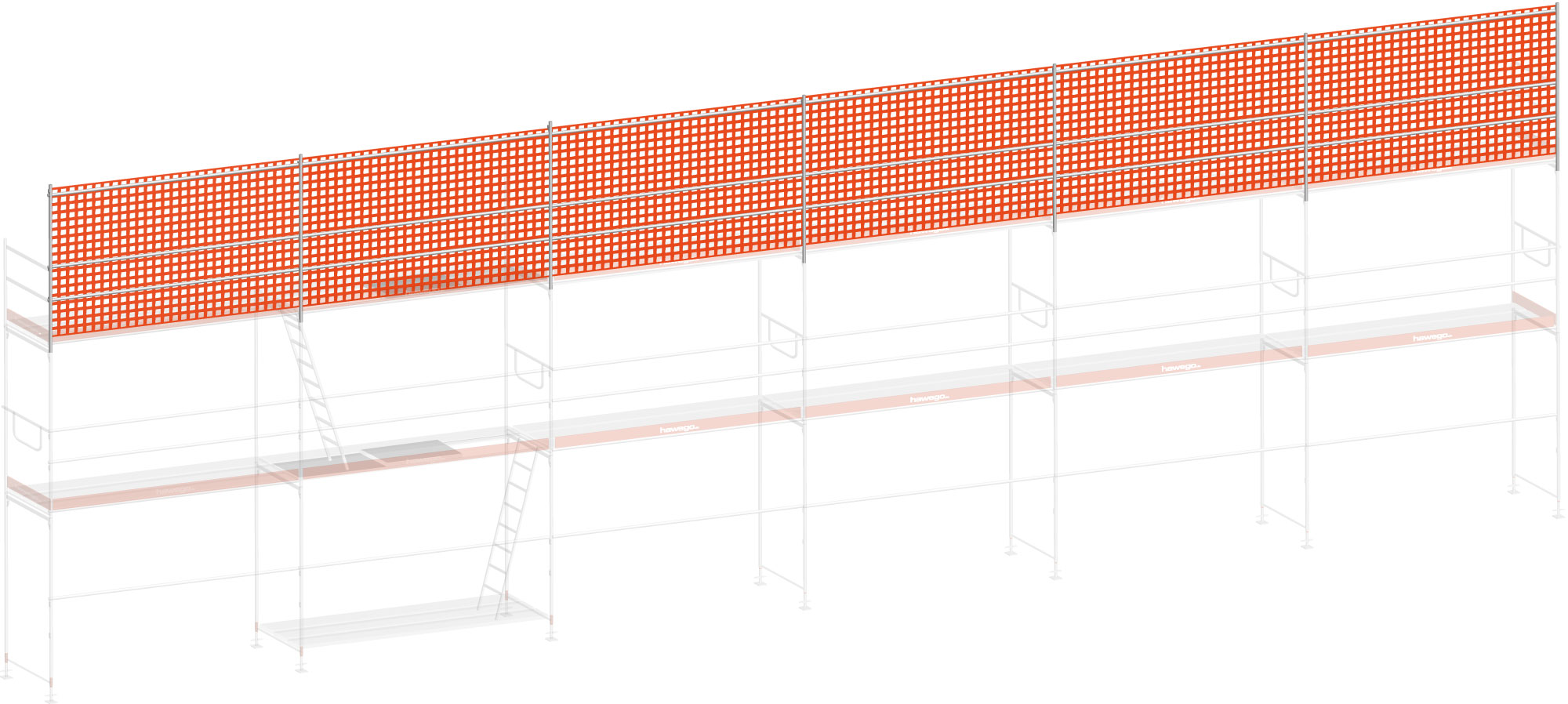Layher Blitz Dachfanggerüst-Aufsatz ohne Konsole - 18,42 m Erweiterung Dachfangschutz mit Fangnetz für Layher Fassadengerüst - Feldlänge 3,07 m (LG-307-000-1842) Bild-01