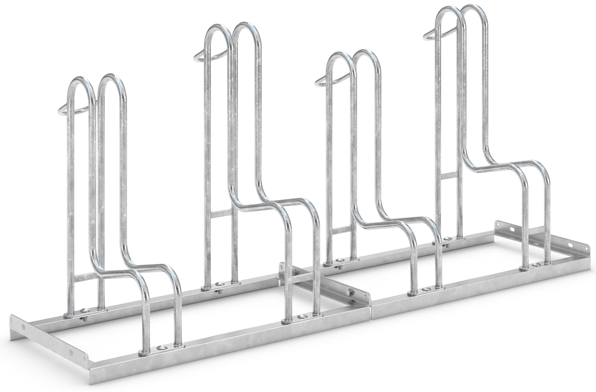 WSM Fahrradständer Standparker 4054 BR Stahl - 4 Einstellplätze Fahrradparker einseitig befahrbar breit - Radabstand 390 mm - Bügelparker Stahl verzinkt  (WSM-105800083) Bild-01