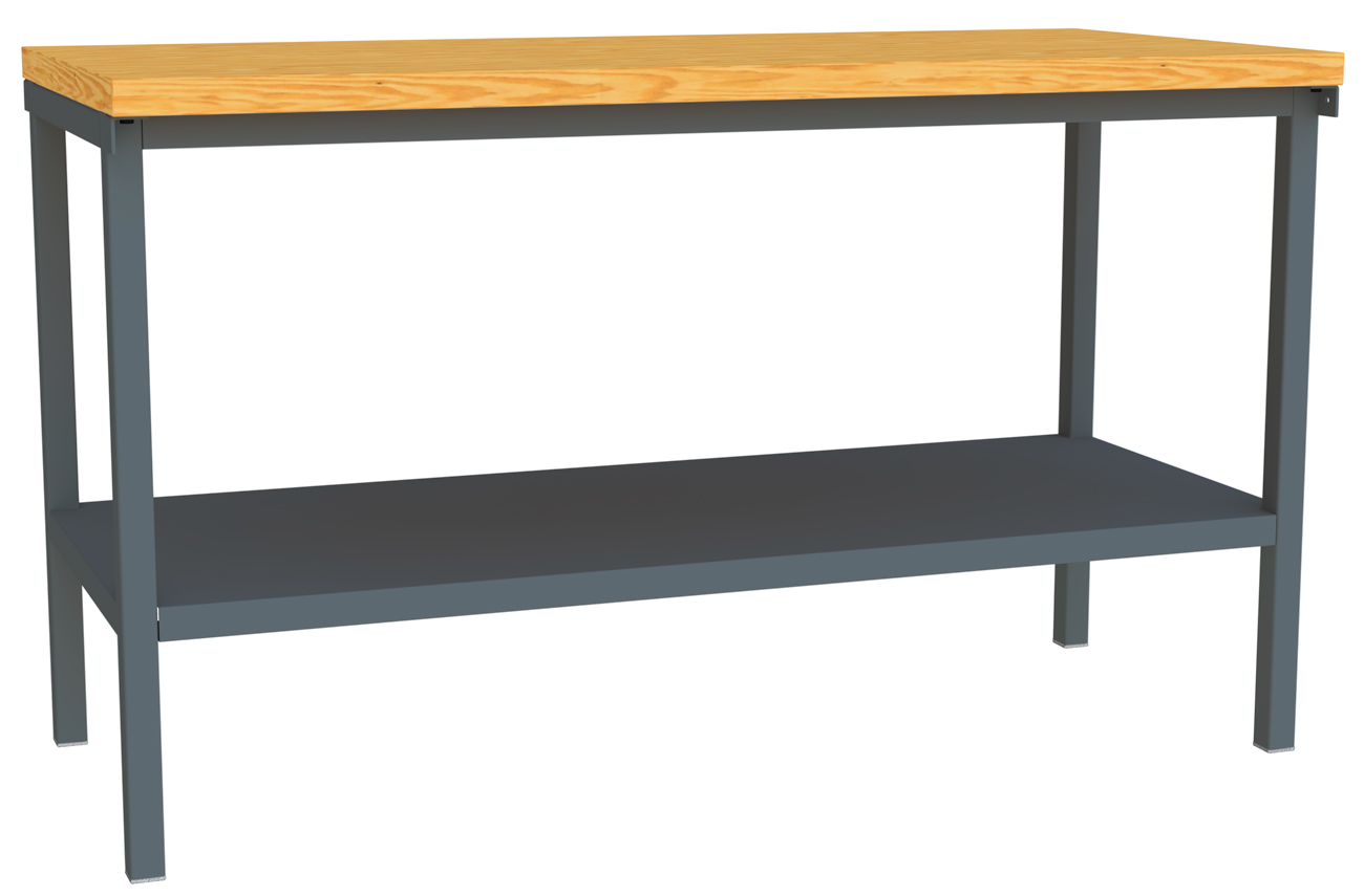 Pavoy Werktisch Modell 581 - 1500 x 700 x 900 mm | mit Ablageboden - RAL 7016 Werkbank Stahl mit Multiplexplatte 40 mm | Traglast 1500 kg - Gestell anthrazitgrau (PA-58581-150-000-716) Bild-01