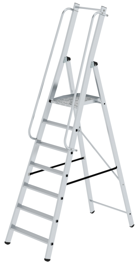 Vorschau: Günzburger Bauleiter Alu 7 Stufen Leiter mit Handläufen - einseitig begehbar (GB-51097) Bild-01
