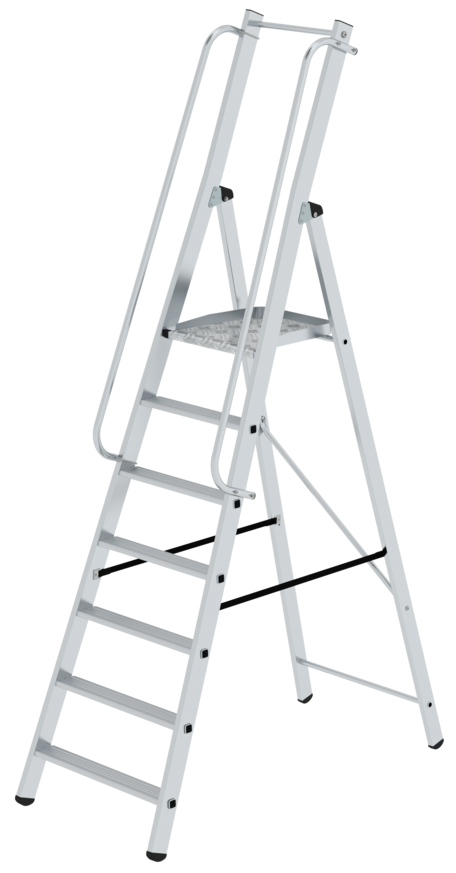 Günzburger Bauleiter Alu 7 Stufen Leiter mit Handläufen - einseitig begehbar (GB-51097) Bild-01