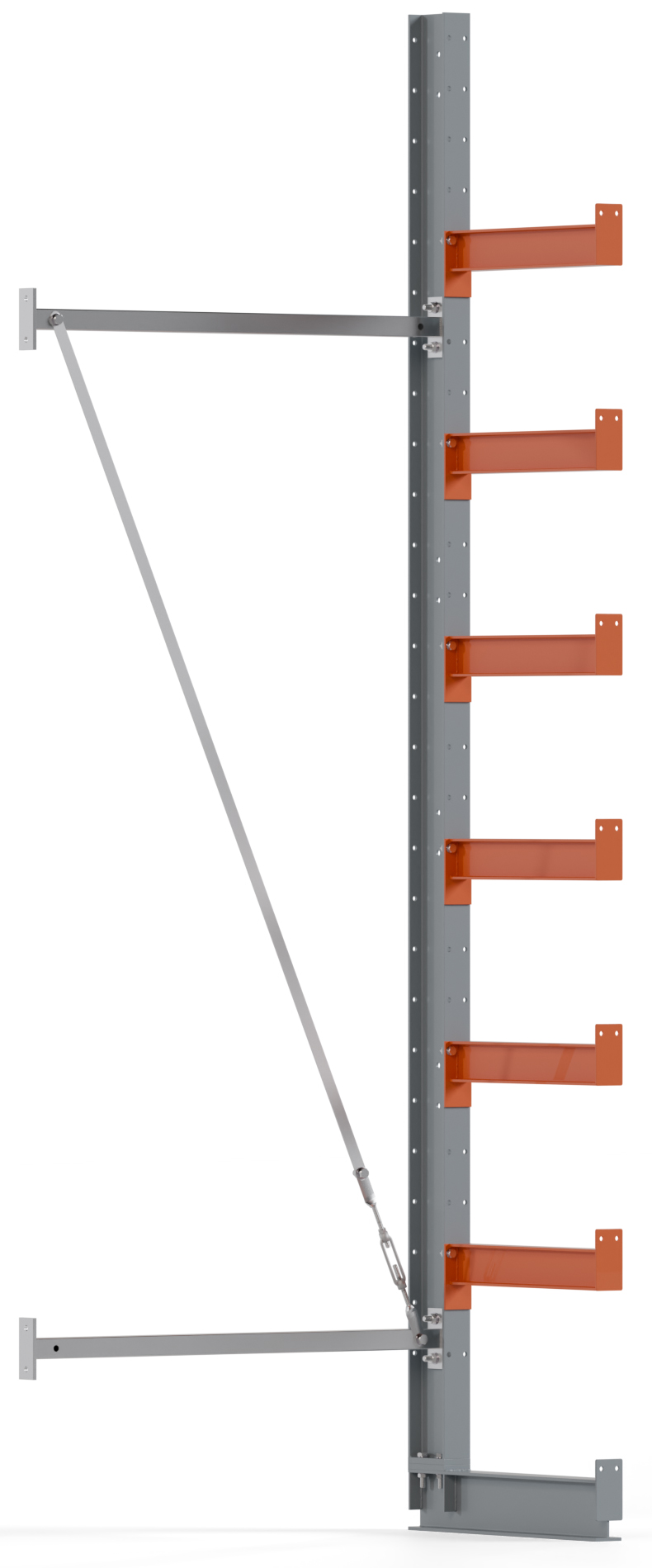Regalwerk KARL BASIC 1850 Kragarmregal einseitig Anbaufeld 3000 x 1000 x 500 mm Lagerregal mit Kragarmlast 870 kg | Ständerlast 1850 kg - 7 Ebenen | Kragarme frei verstellbar (RW-B6-50301-50) Bild-01
