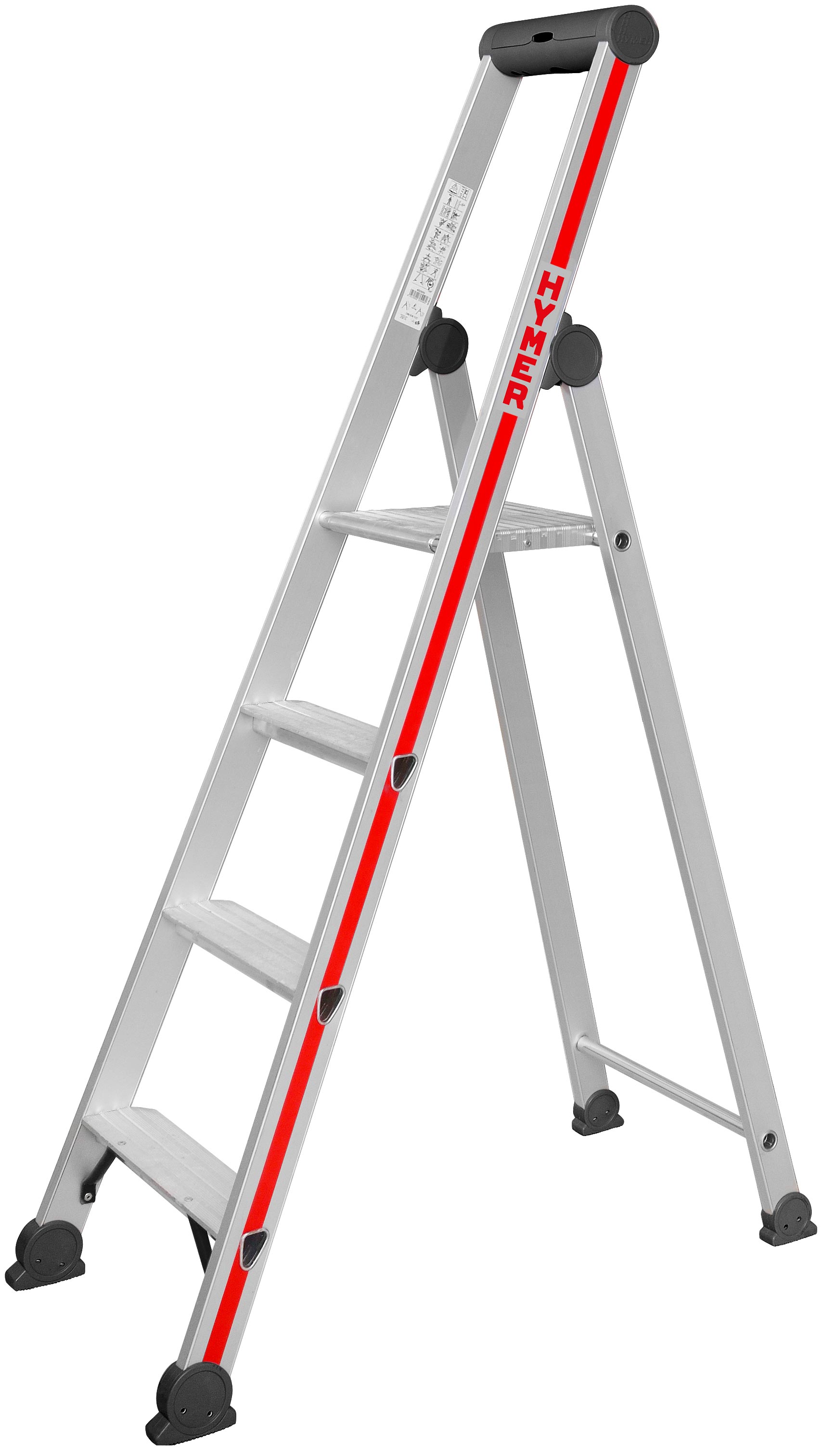 Hymer Stehleiter SC 40 Alu 4 Stufen Leiter einseitig begehbar - Handwerkerprogramm (HY-402604) Bild-01