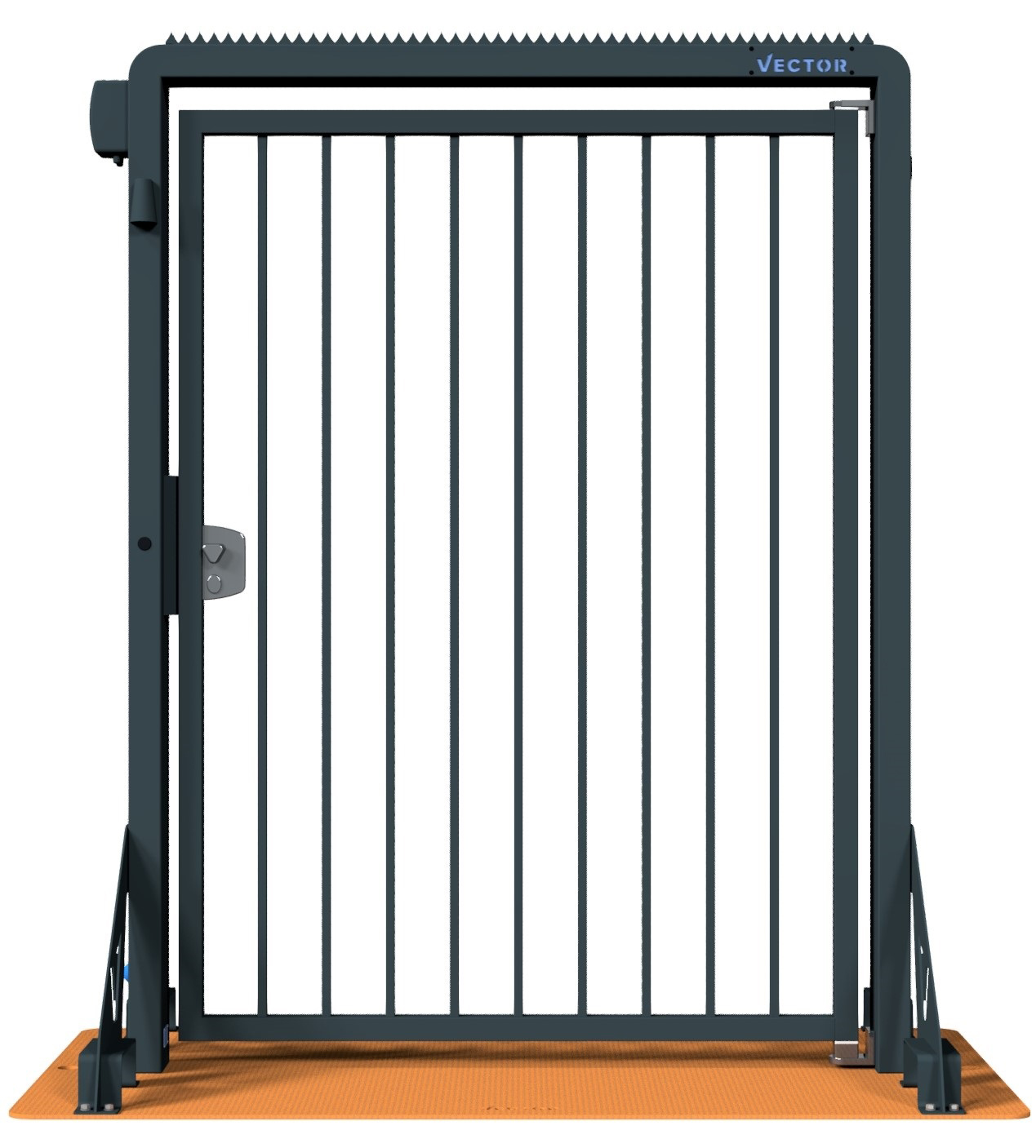 Schake Vector V-Door-Steelplate tiefschwarz - Knauf Durchgangstür mobil mit Stahlplatte zur Geländesicherung - RAL 9002 pulverbeschichtet mit Türknauf (SK-VPDO22SKO0223) Bild-01