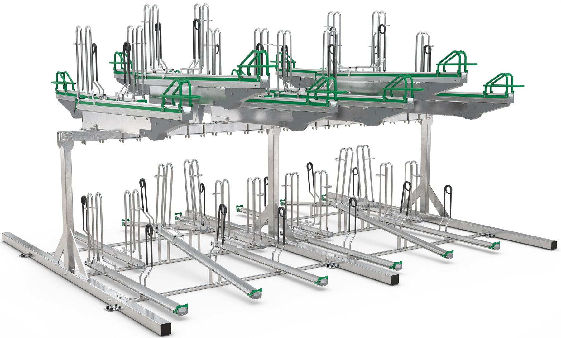 WSM Fahrradständer Doppelstockparker BikeHub Stahl - Premium 2|24 Doppelstockparksystem mit Hoch- und Tiefeinstellung zweiseitig befahrbar - Bügelparker Stahl verzinkt (WSM-105600062) Bild-01