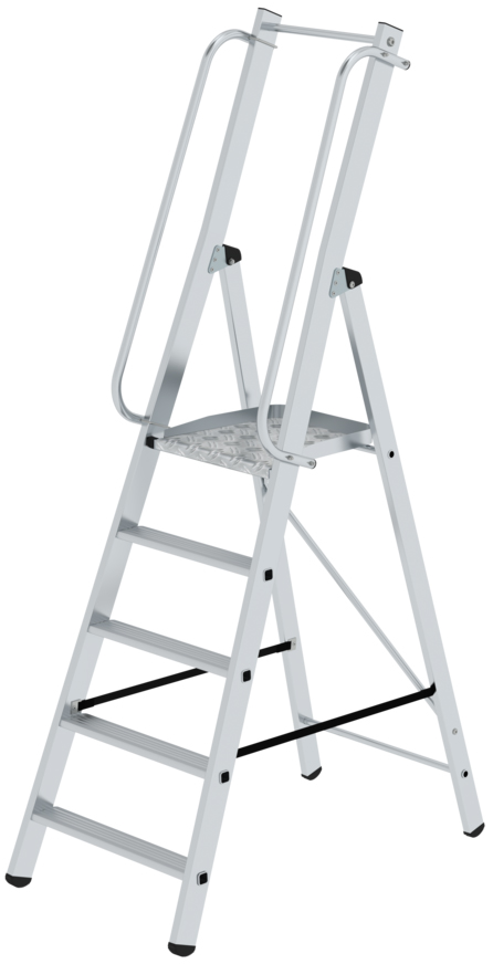 Günzburger Bauleiter Alu 5 Stufen Leiter mit Handläufen - einseitig begehbar (GB-51095) Bild-01