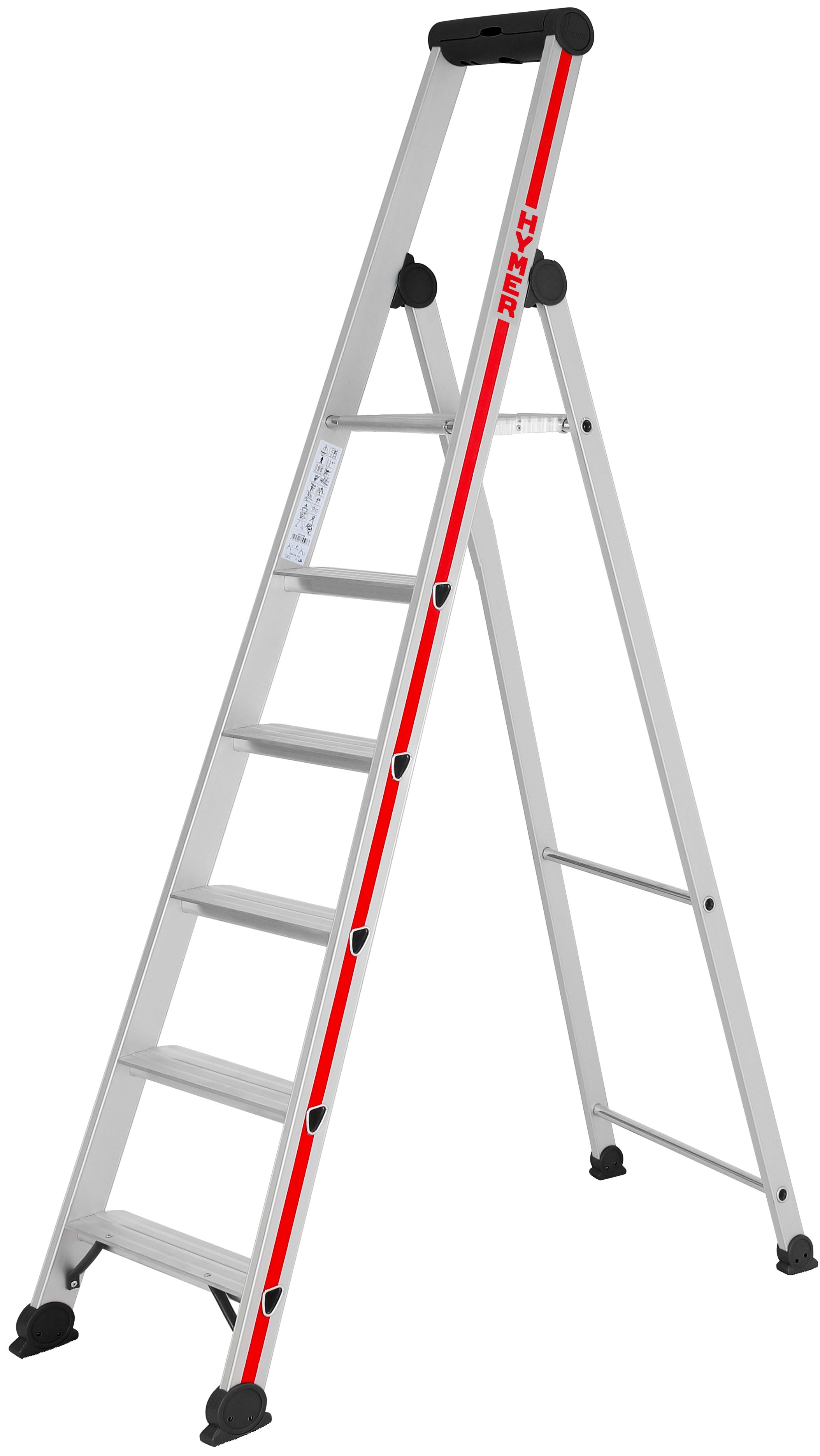 Hymer Stehleiter SC 40 Alu 6 Stufen Leiter einseitig begehbar - Handwerkerprogramm (HY-402606) Bild-01