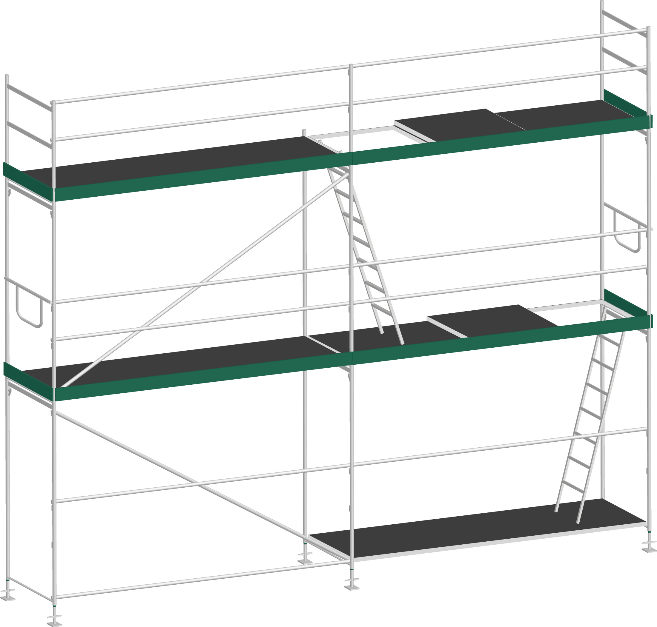 MJ Gerüst UNI 70 Stahl mit Holzboden 31 m² - 5,00 x 6,20 m