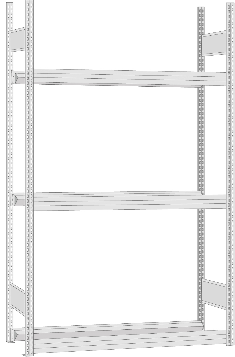 Regalwerk Reifenregal Grundfeld 2000 x 875 x 400 mm mit Tiefenriegel - Fachlast 250 kg - 3 Ebenen (RW-B3-63108-40) Bild-01