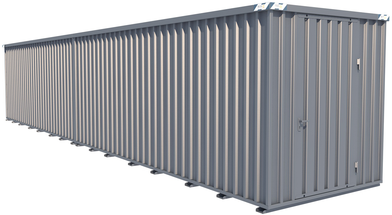 BOS Lagercontainer 12200 x 2300 x 2445 mm - 1-flügelige Tür auf 2,3 m Seite Container mit Tür 1150 x 2235 mm - Materialcontainer 12x2 m Serie SC40+ unmontiert (BOS-SC40-SE) Bild-01