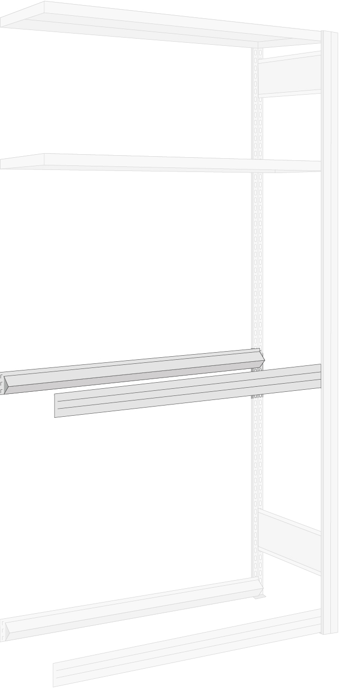 Regalwerk Garagenregal Zusatzebene Stufenbalken  1005 x 400 mm für Räderlagerung - Fachlast 250 kg - Paar (RW-B3-27210-K) Bild-01