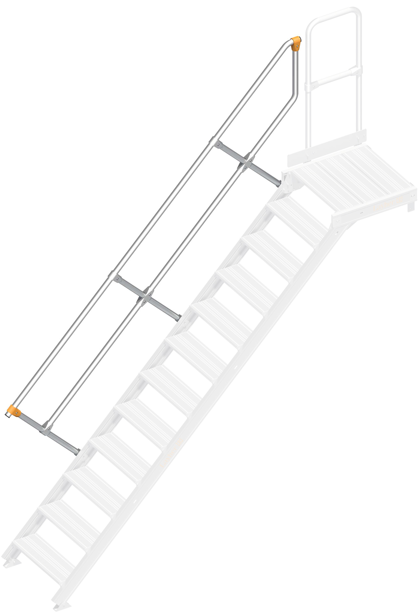 Layher Handlauf Plattformtreppe | Überstieg 45° 12 Stufen