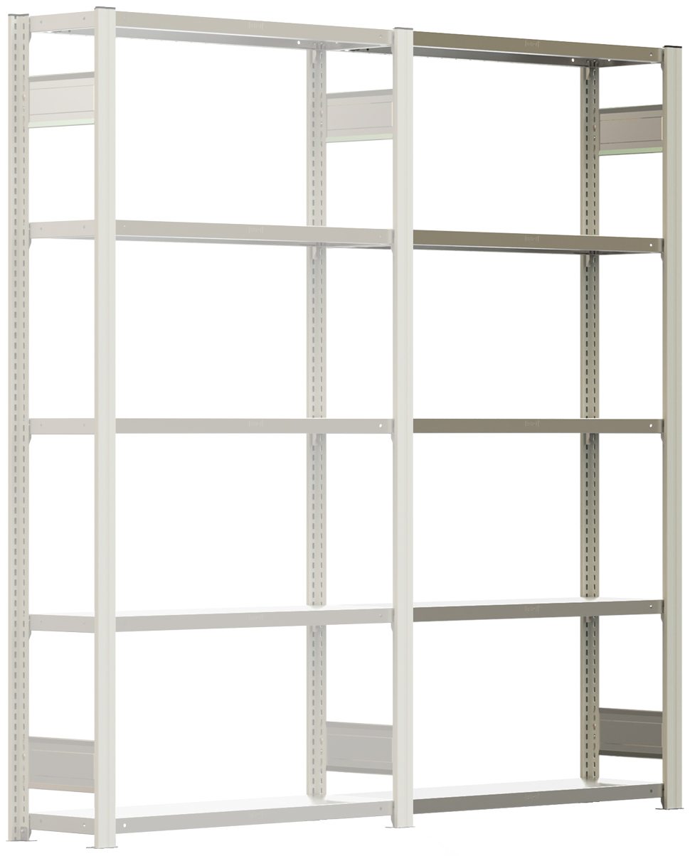 Regalwerk BERT Lagerregal 150|5 Anbaufeld 2000 x 1005 x 300 mm - RAL 7035 Regal mit Kreuzdiagonalen - Fachlast 150 kg - 5 Stahlfachböden verzinkt | Regalrahmen lichtgrau pulverbeschichtet (RW-B3-43122-30-LG) Bild-01