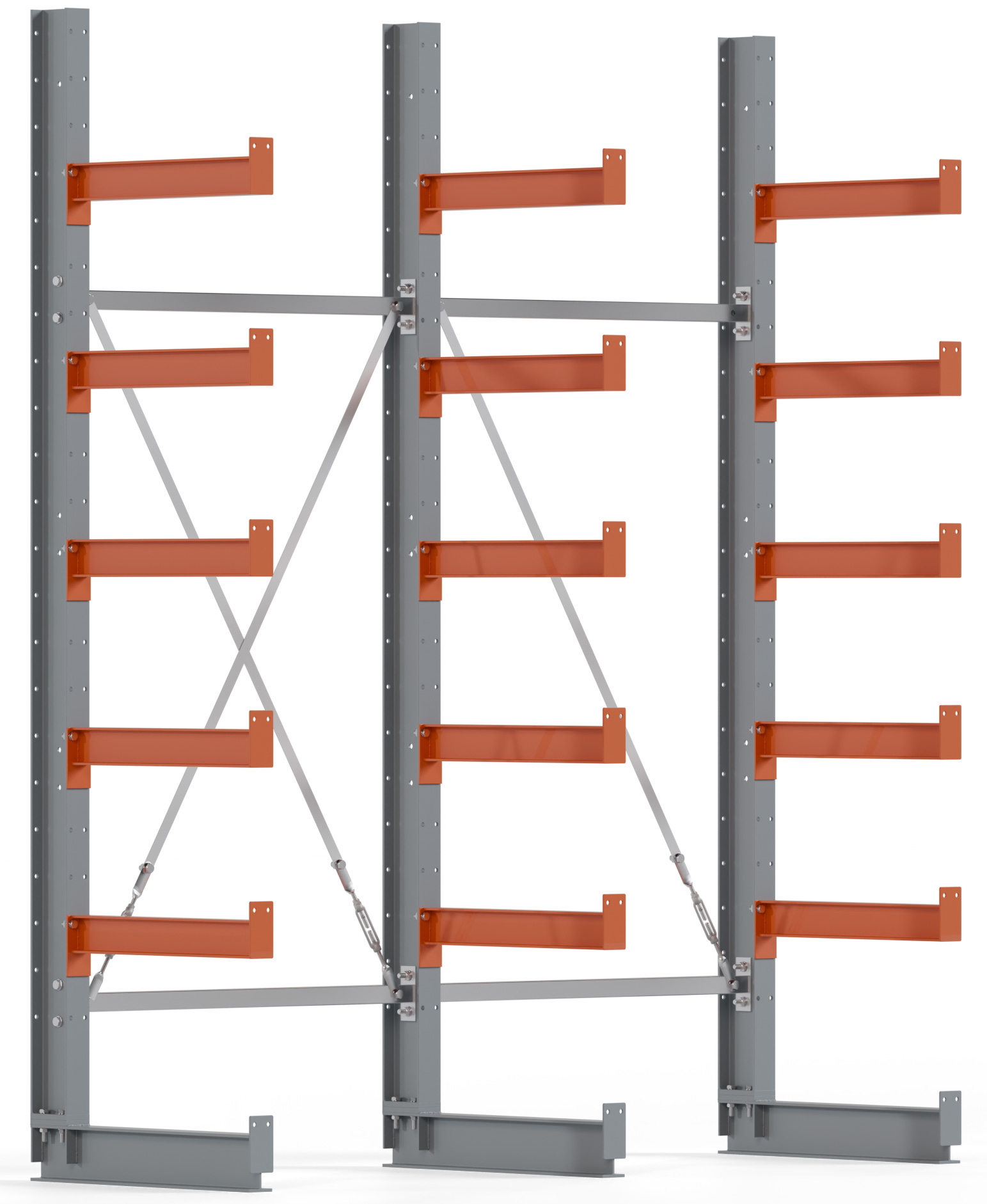 Regalwerk KARL BASIC 1750 Kragarmregal einseitig Komplettset 2500 x 2000 x 600 mm Lagerregal 2 Felder mit Kragarmlast 730 kg | Ständerlast 1750 kg - 6 Ebenen | Kragarme frei verstellbar (RW-B6-50200-60-S1) Bild-01