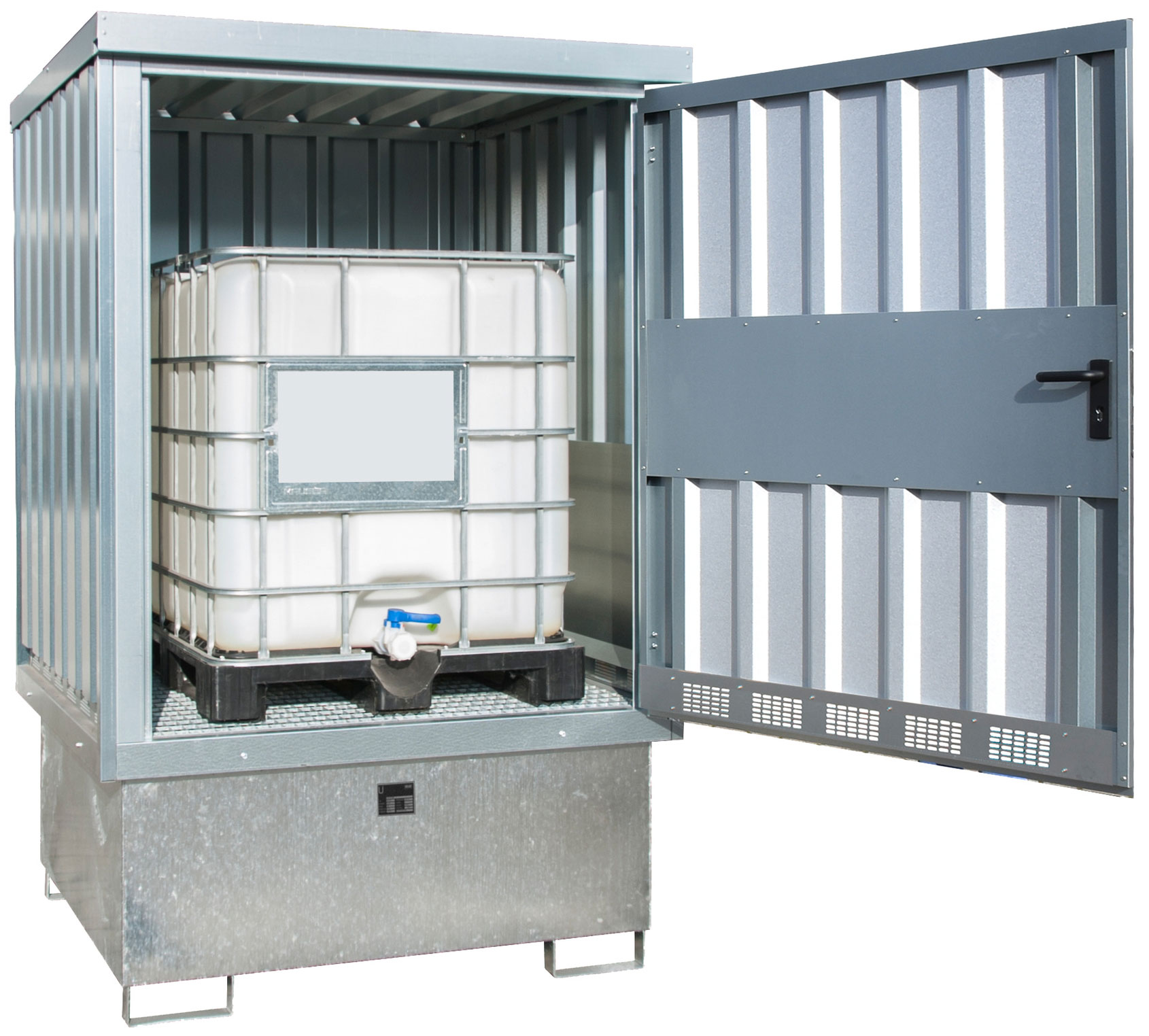 Bauer Gefahrstoffdepot Stahl GD-E|IBC Gefahrstoffschrank verzinkt - Gefahrstofflager für 1 IBC-Container (BA-4495-32-0000-7) Bild-01