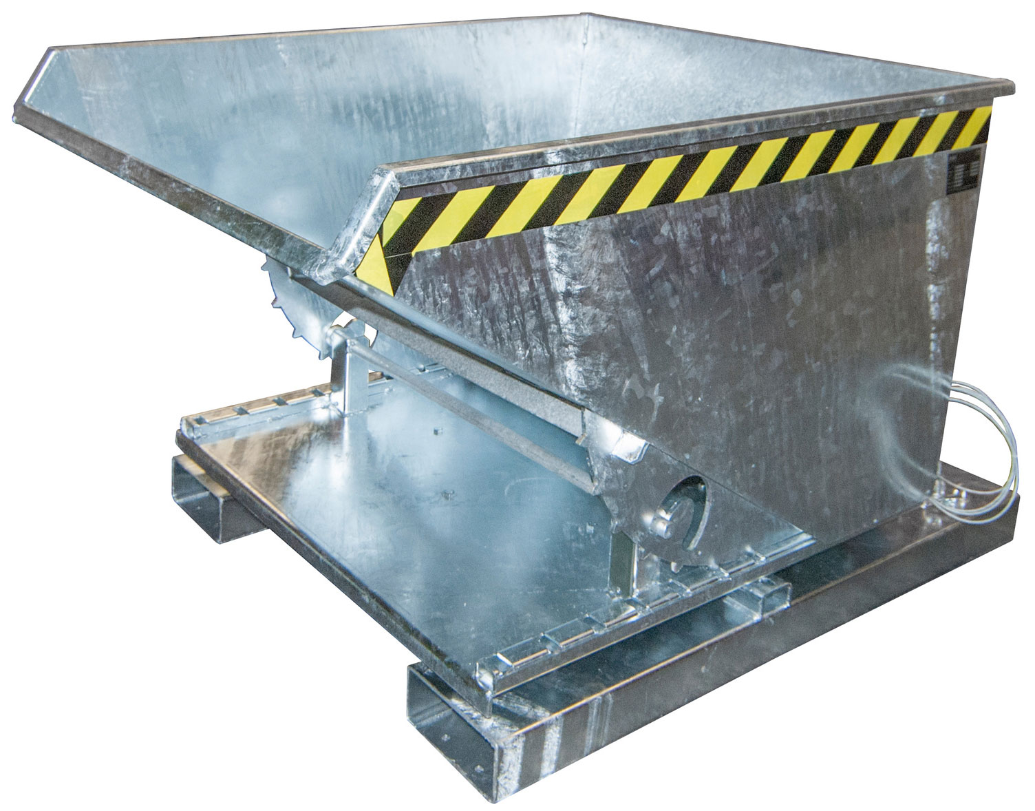 Bauer Abrollkipper 3S-600 - verzinkt Kippmulde 600 Liter mit 3-seitiger Kippfunktion für Stapler - Schuttmulde Stahl verzinkt (BA-4498-71-0000-7) Bild-01