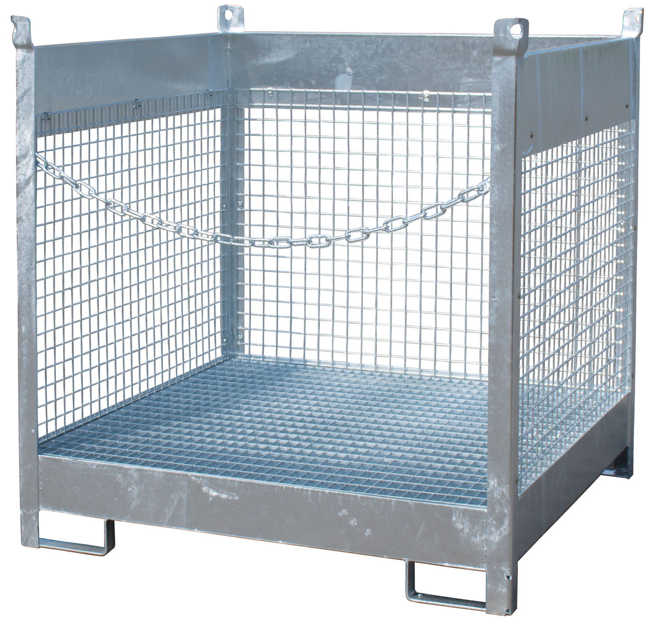 Bauer Fass-Stapelpalette Stahl FSP-4|D - verzinkt Transportgestell verzinkt mit Auffangwanne und Drahtgitterwänden - Stapelgestell für 4 Fässer 200 Liter (BA-4442-08-0000-7) Bild-01